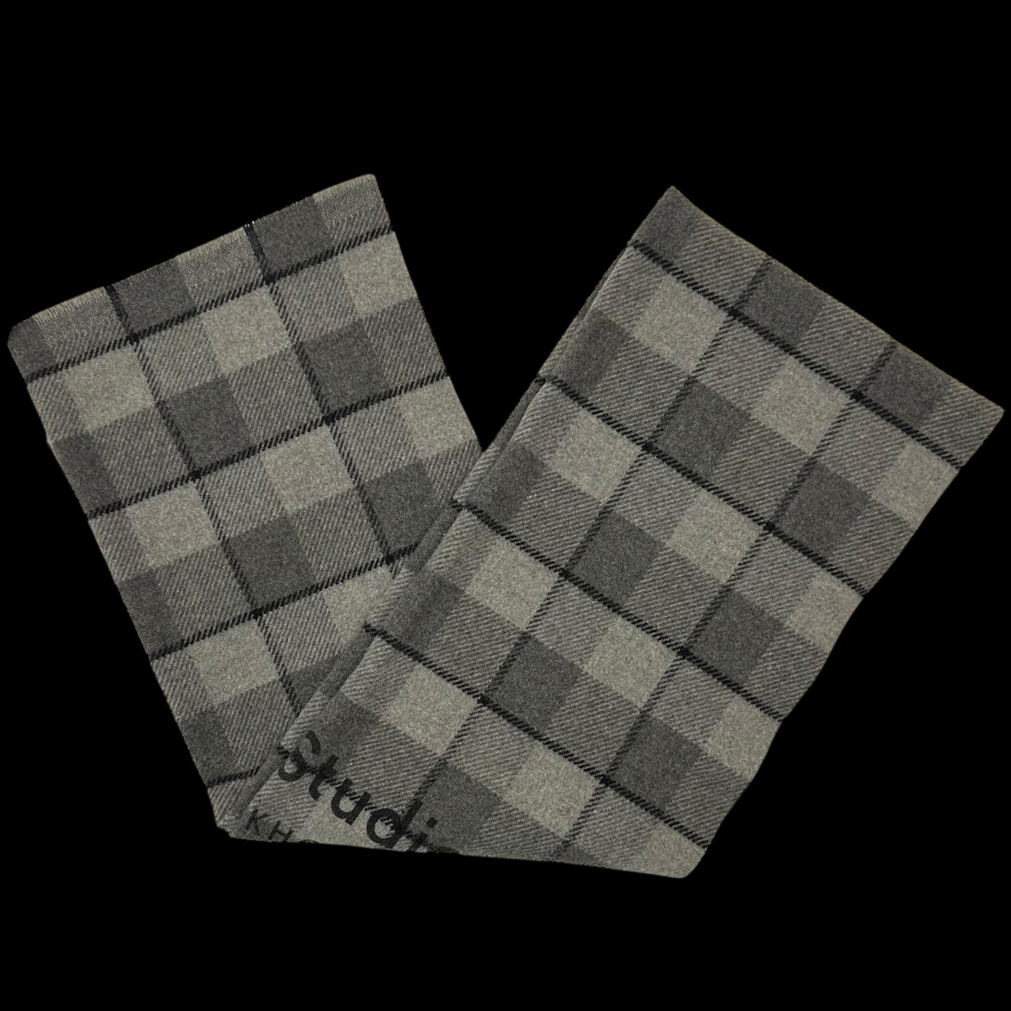 Acne Studios Cassiar Logo-Print Checked Scarf Grey/Black