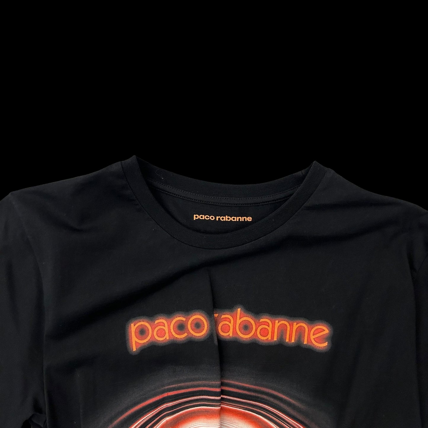 Paco Rabanne Ring Detail Twisted T-Shirt Black (L Womens)