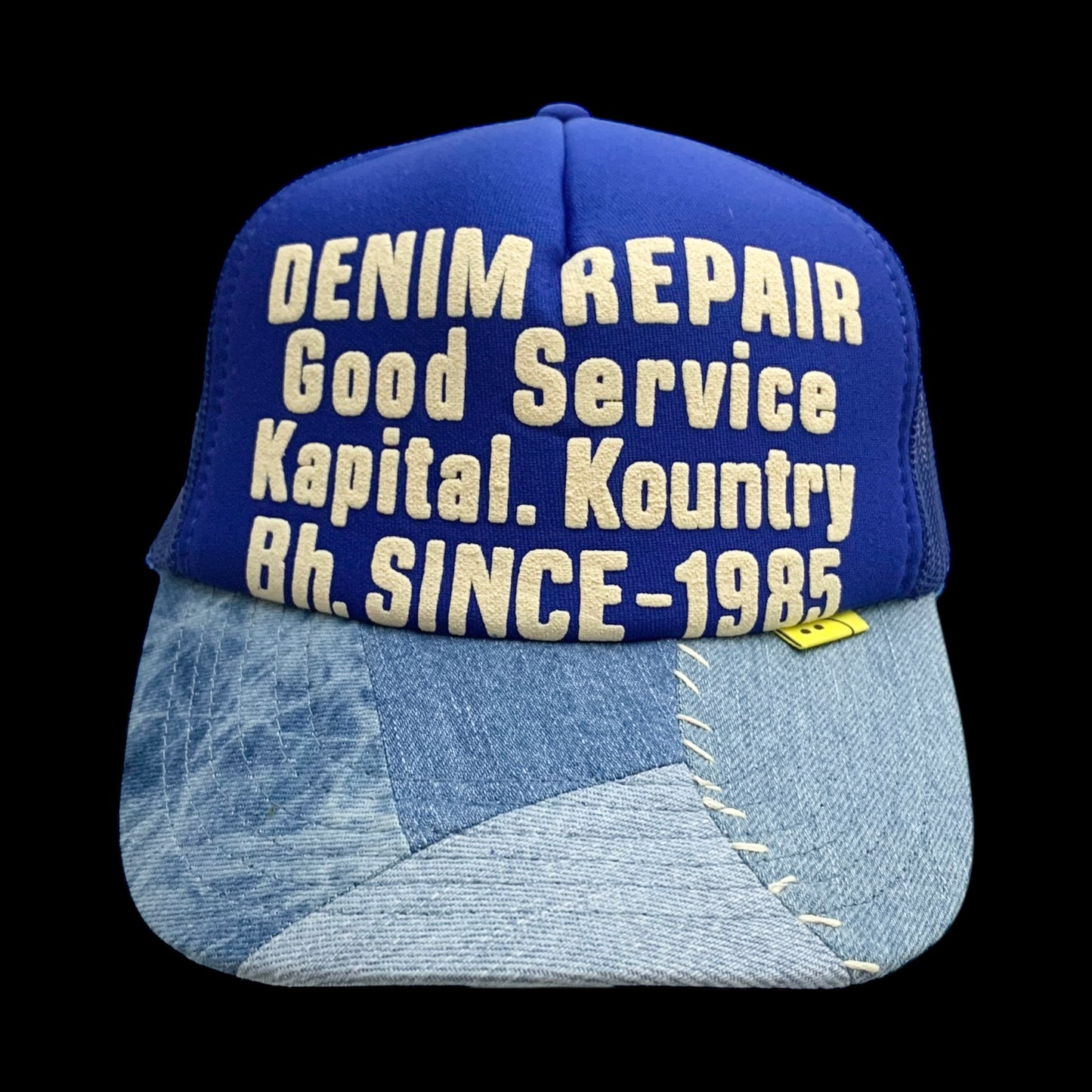 Kapital ‘Denim Repair Service' Denim Reconstruction Trucker Cap Blue/Light blue