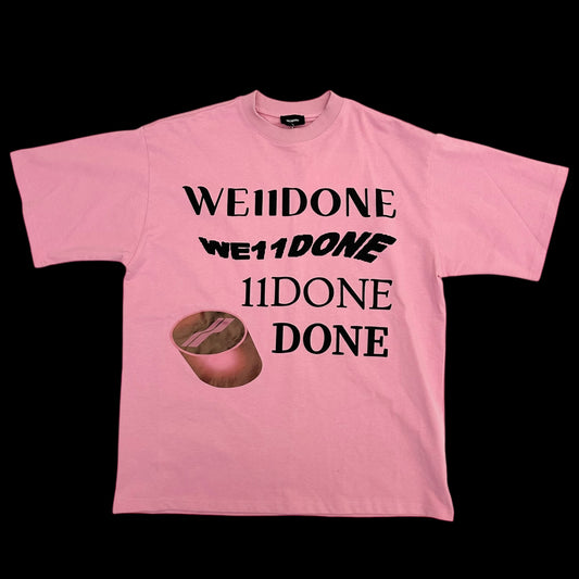 WE11DONE Classic Embroidered Logo T-Shirt Pink (Fits L)