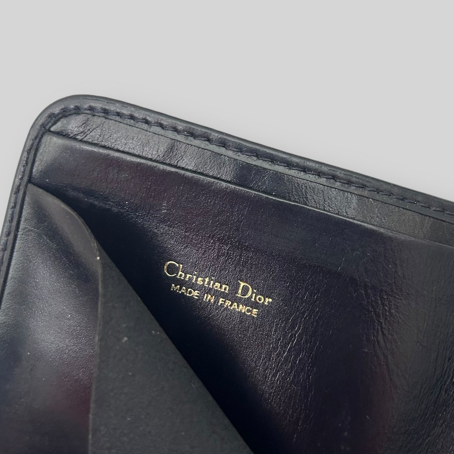 Christian Dior Oblique Trotter Bifold Wallet Navy / Beige