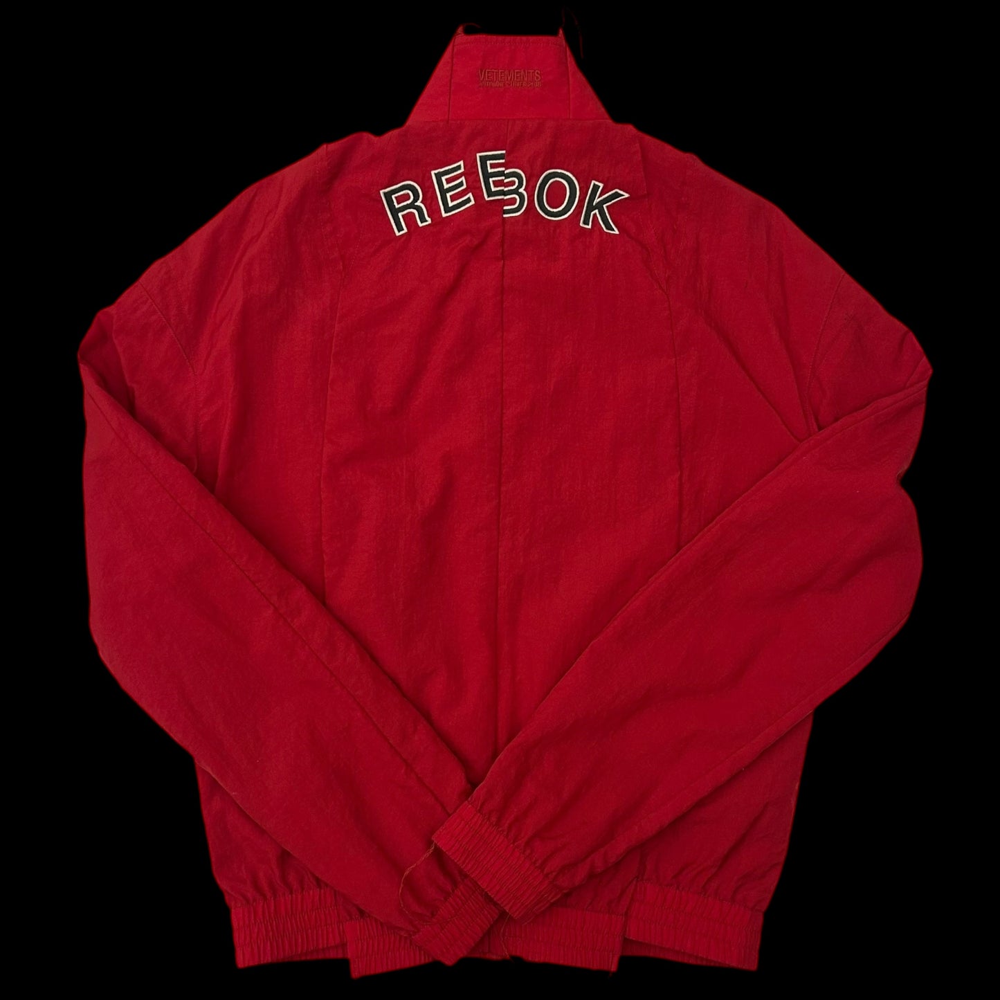 2018 Vetements x Reebok Reworked Distressed Track Jacket Red (Size S Womens)