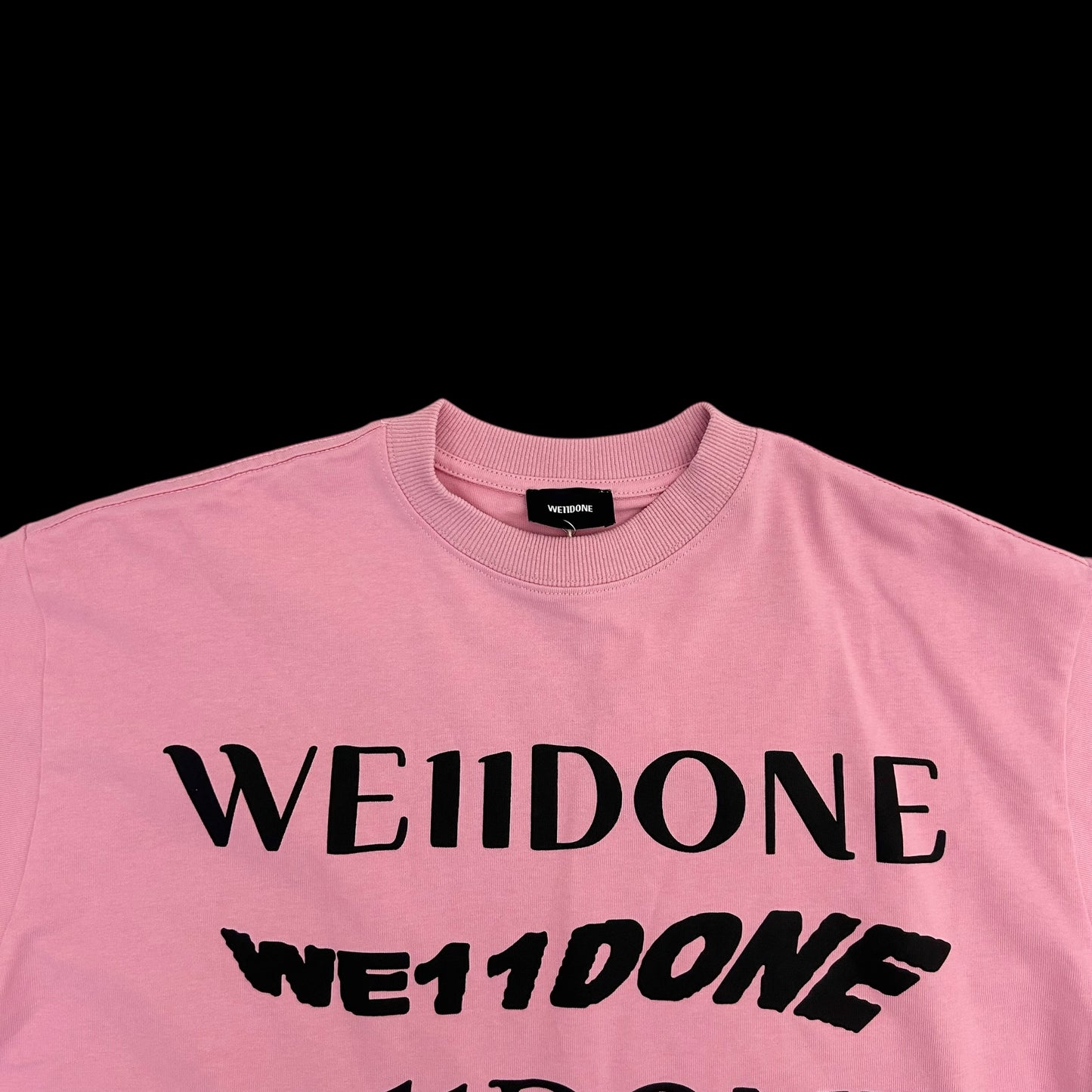 WE11DONE Classic Embroidered Logo T-Shirt Pink (Fits L)