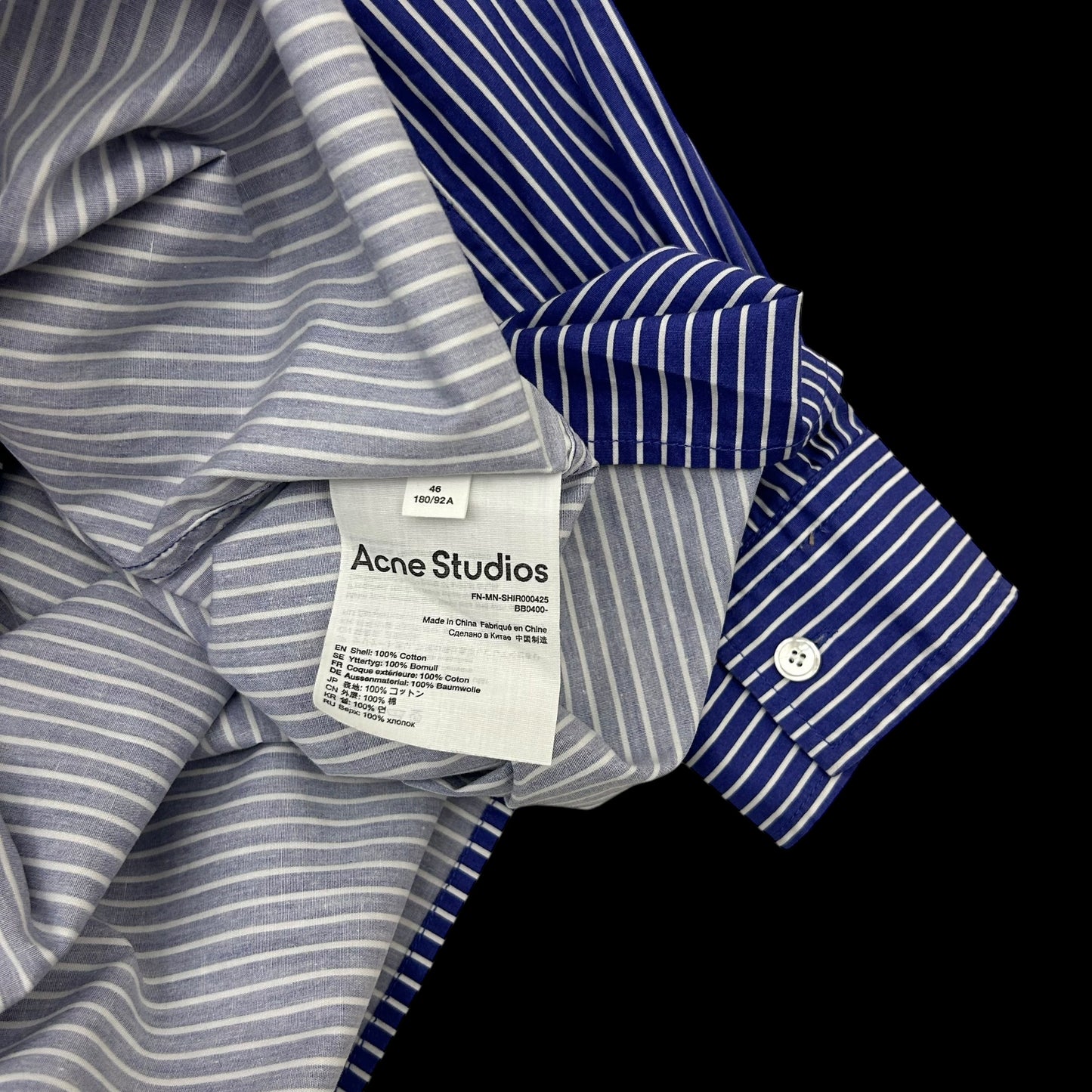 Acne Studios Spartan Stripe Button Down Shirt Blue (Size XXL)