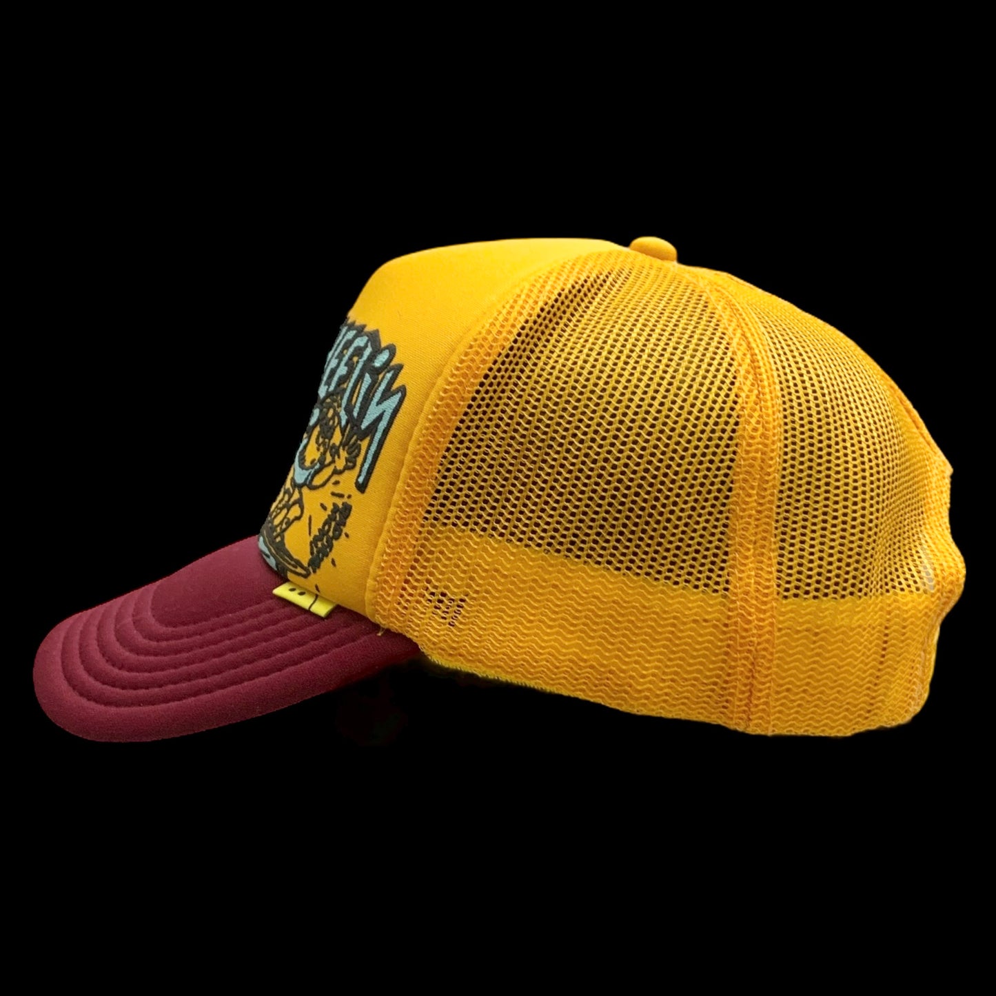 Kapital ‘Free Wheelin’ Trucker Cap Yellow/Burgundy