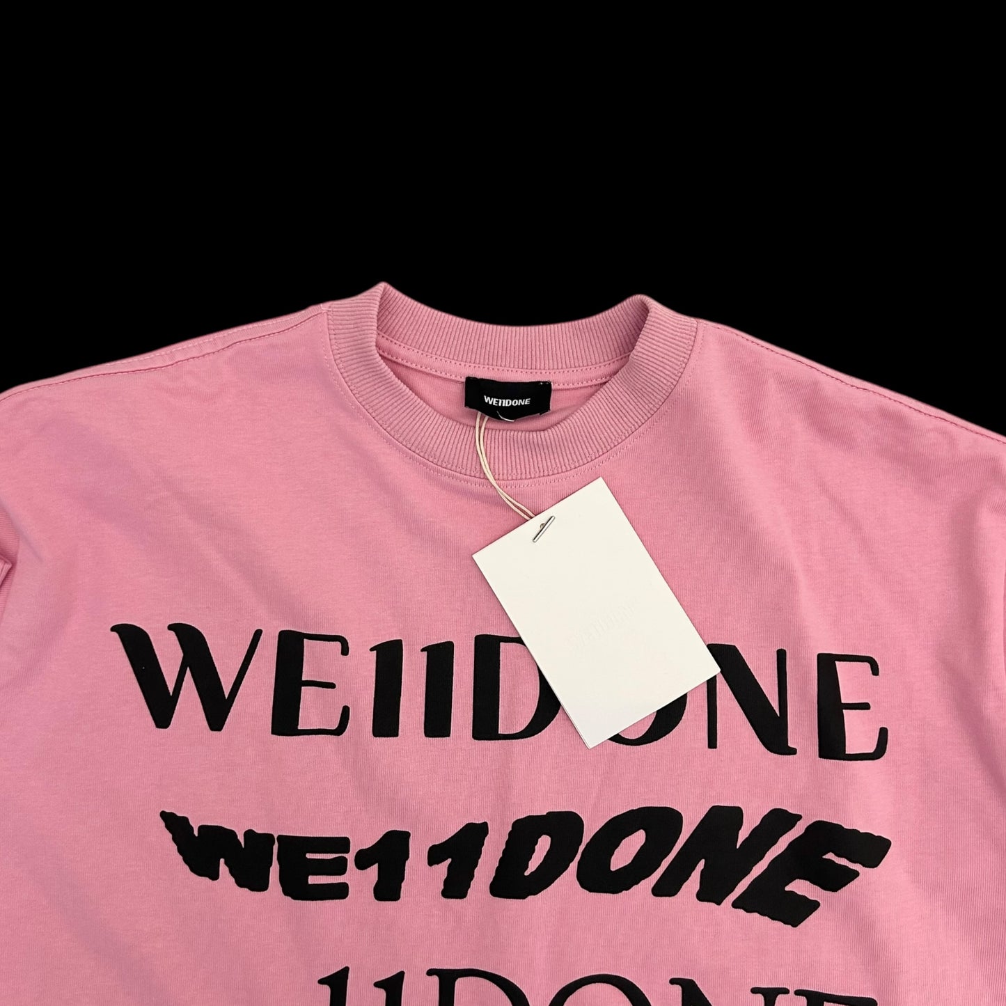 WE11DONE Classic Embroidered Logo T-Shirt Pink (Fits L)