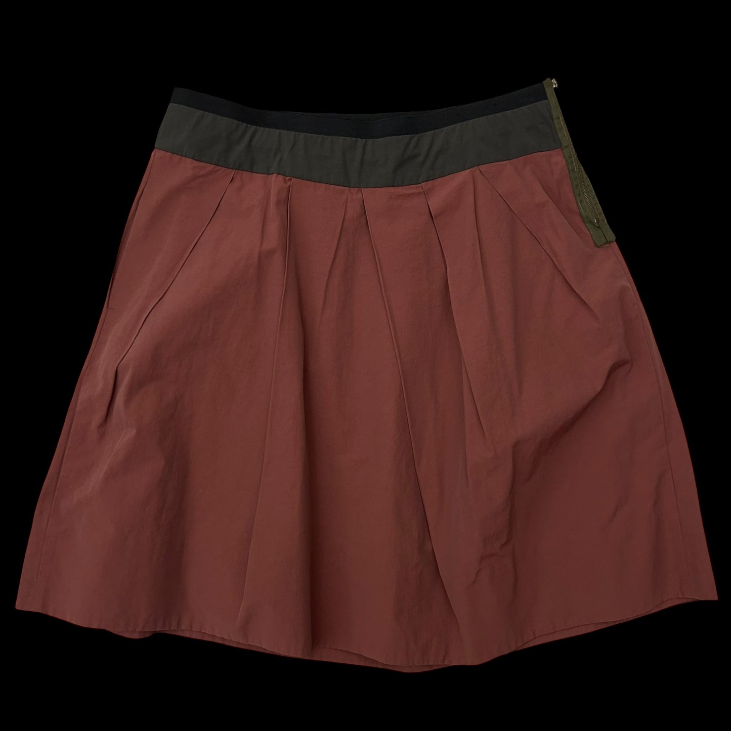 Marni Mid Length Pleated Nylon Skirt Stone Red  (Fits 32”)