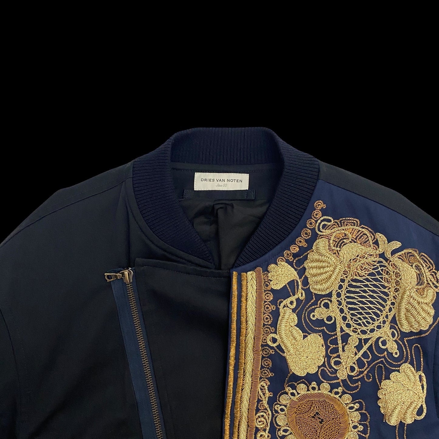 Dries Van Noten SS15 Harness Embroidered Bomber Jacket Navy (Fits M)