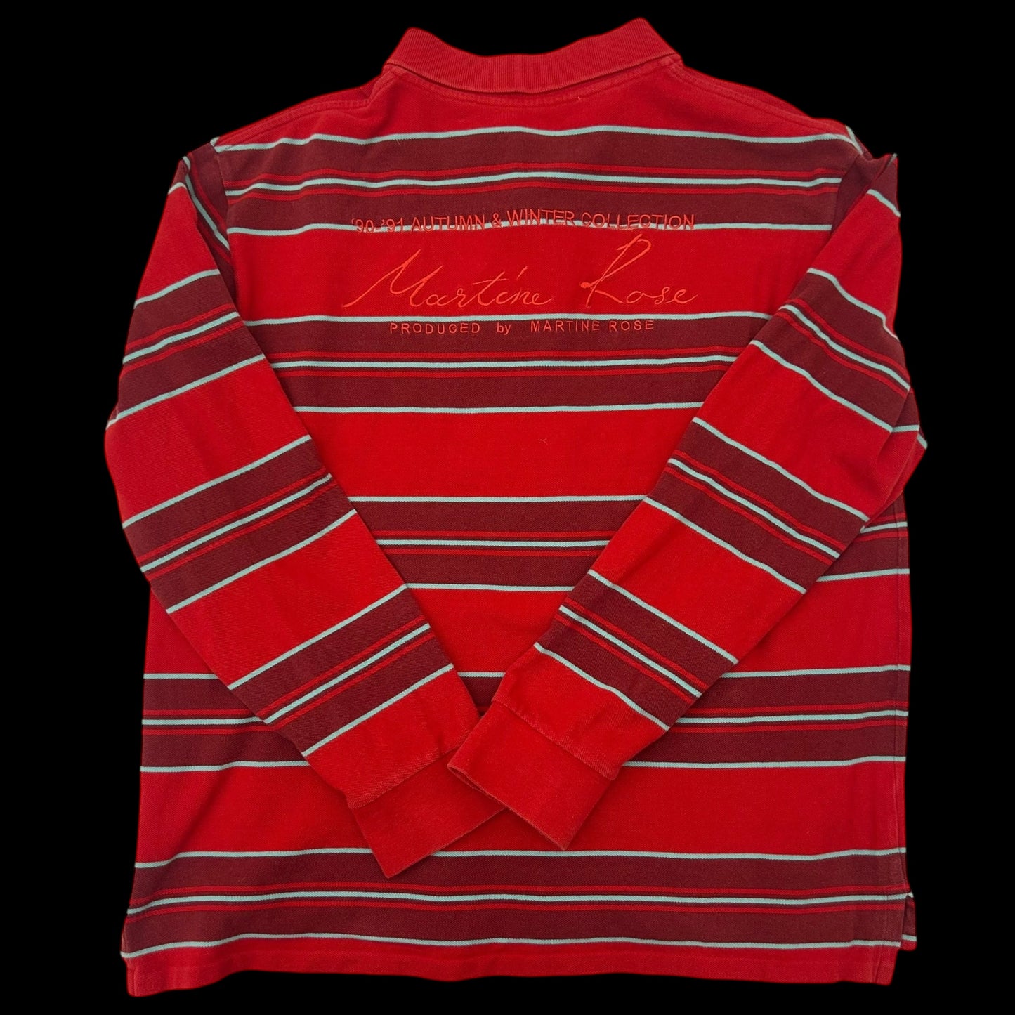 Martine Rose Striped Polo Top Burgundy (Fits M-L)