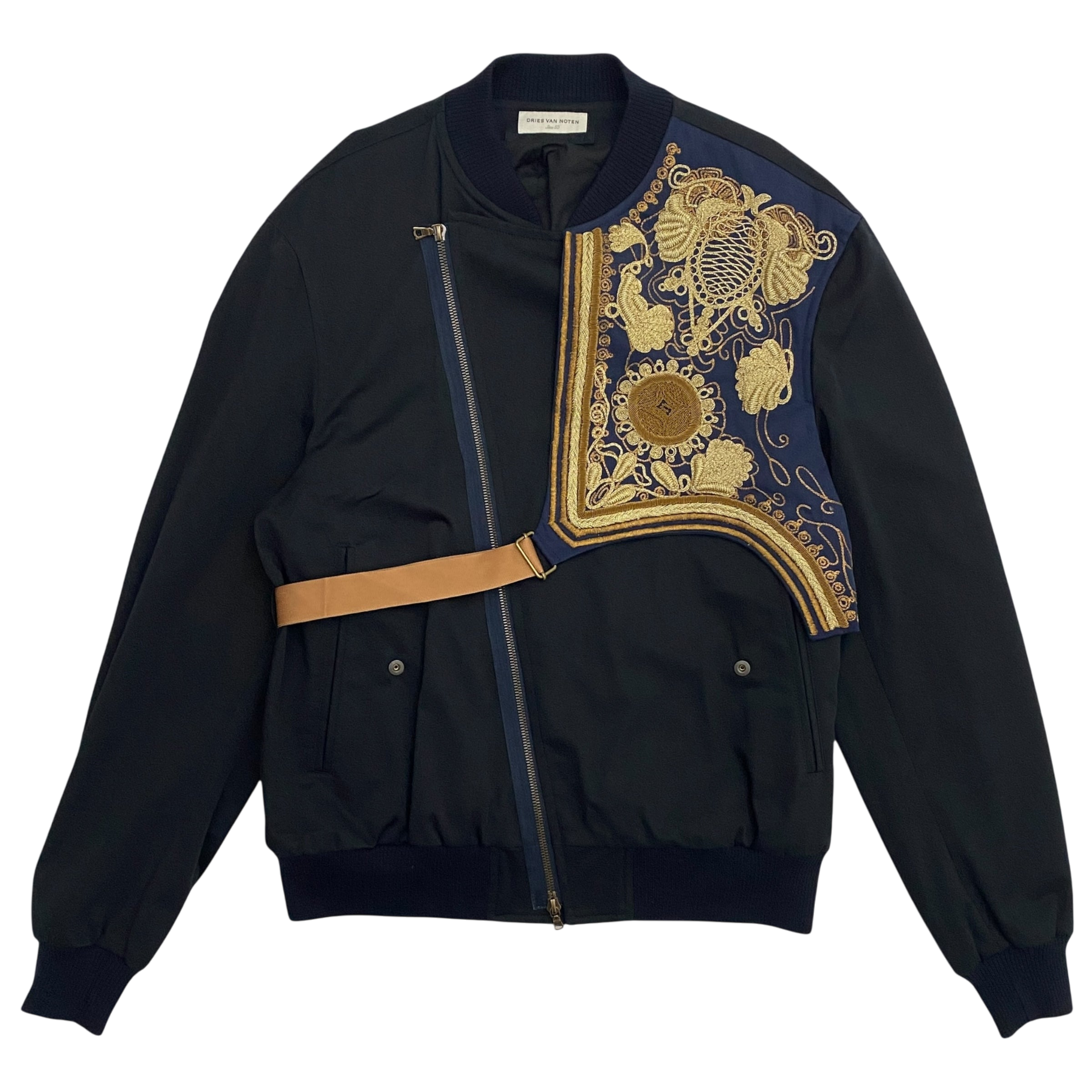 Dries Van Noten SS15 Harness Embroidered Bomber Jacket Navy (Fits M)