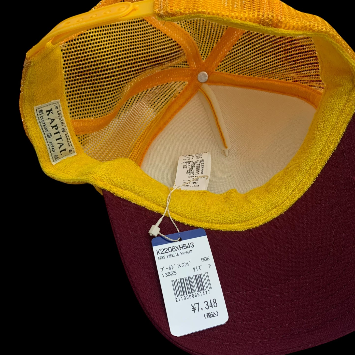 Kapital ‘Free Wheelin’ Trucker Cap Yellow/Burgundy