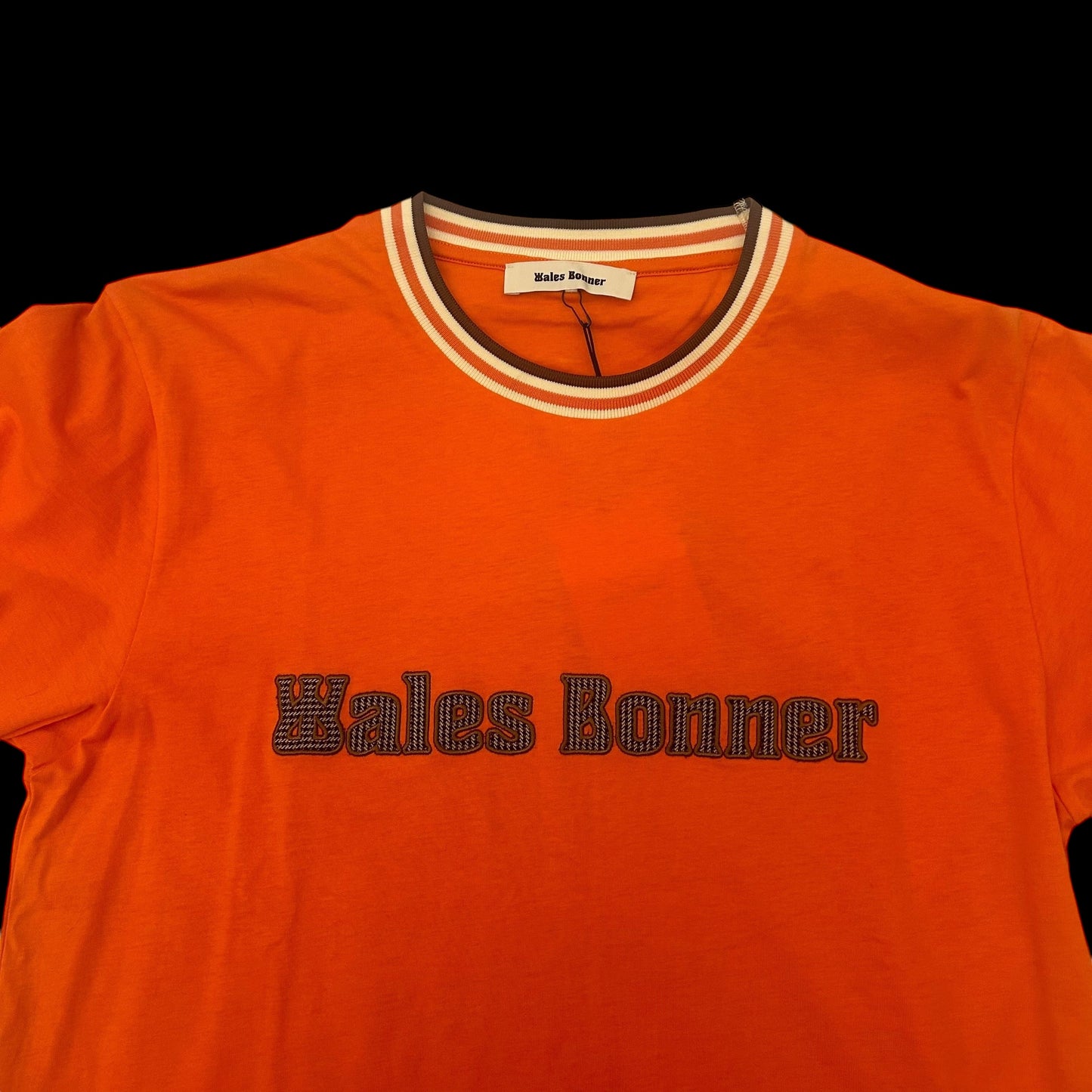 Wales Bonner Original Embroidered Logo T-shirt Orange (Fits S/M)