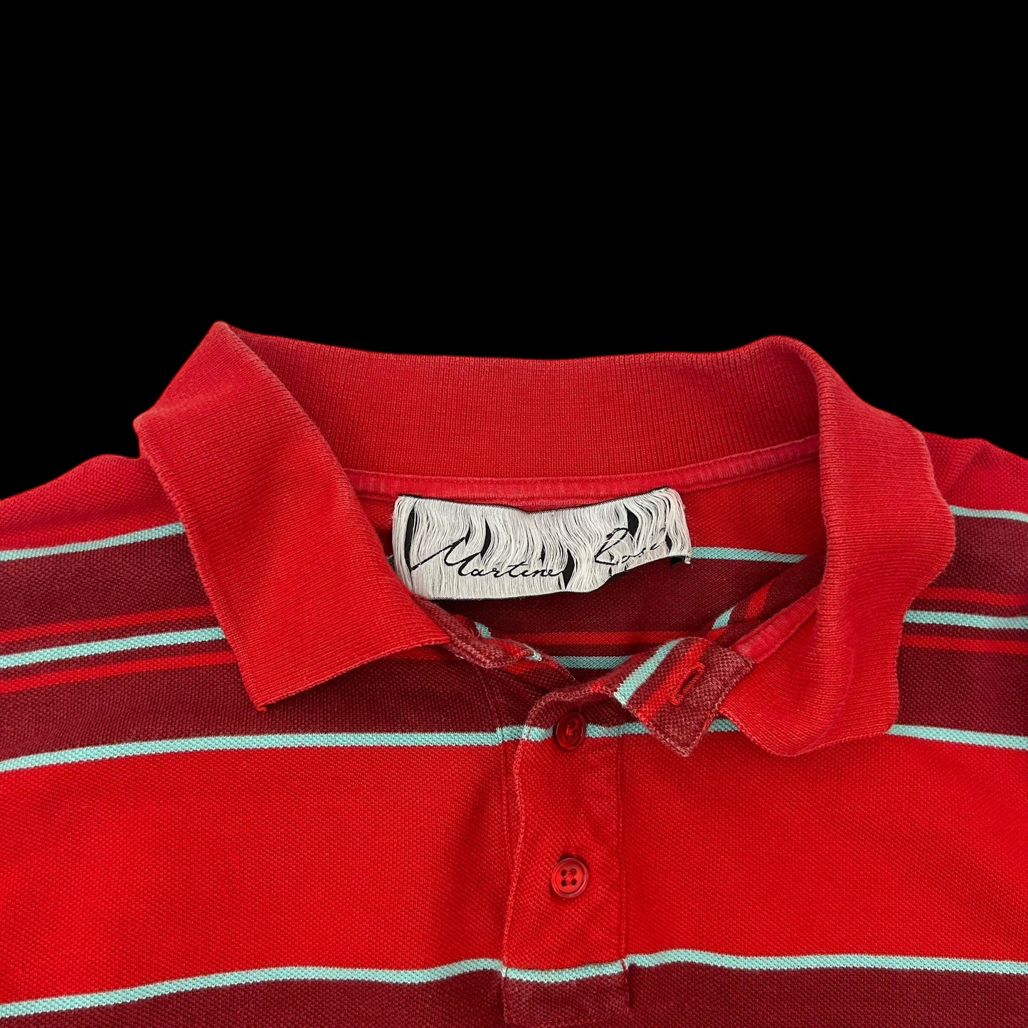 Martine Rose Striped Polo Top Burgundy (Fits M-L)