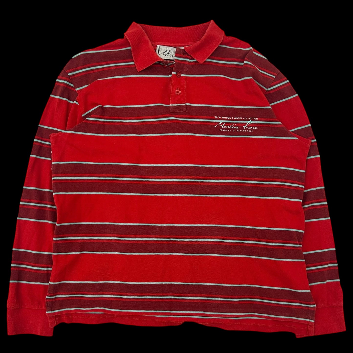 Martine Rose Striped Polo Top Burgundy (Fits M-L)