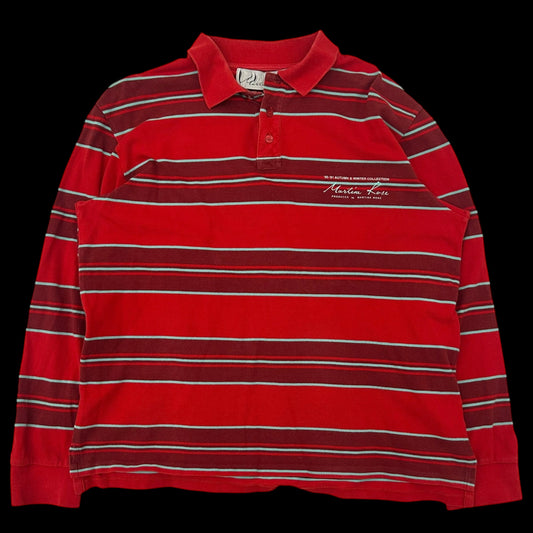 Martine Rose Striped Polo Top Burgundy (Fits M-L)