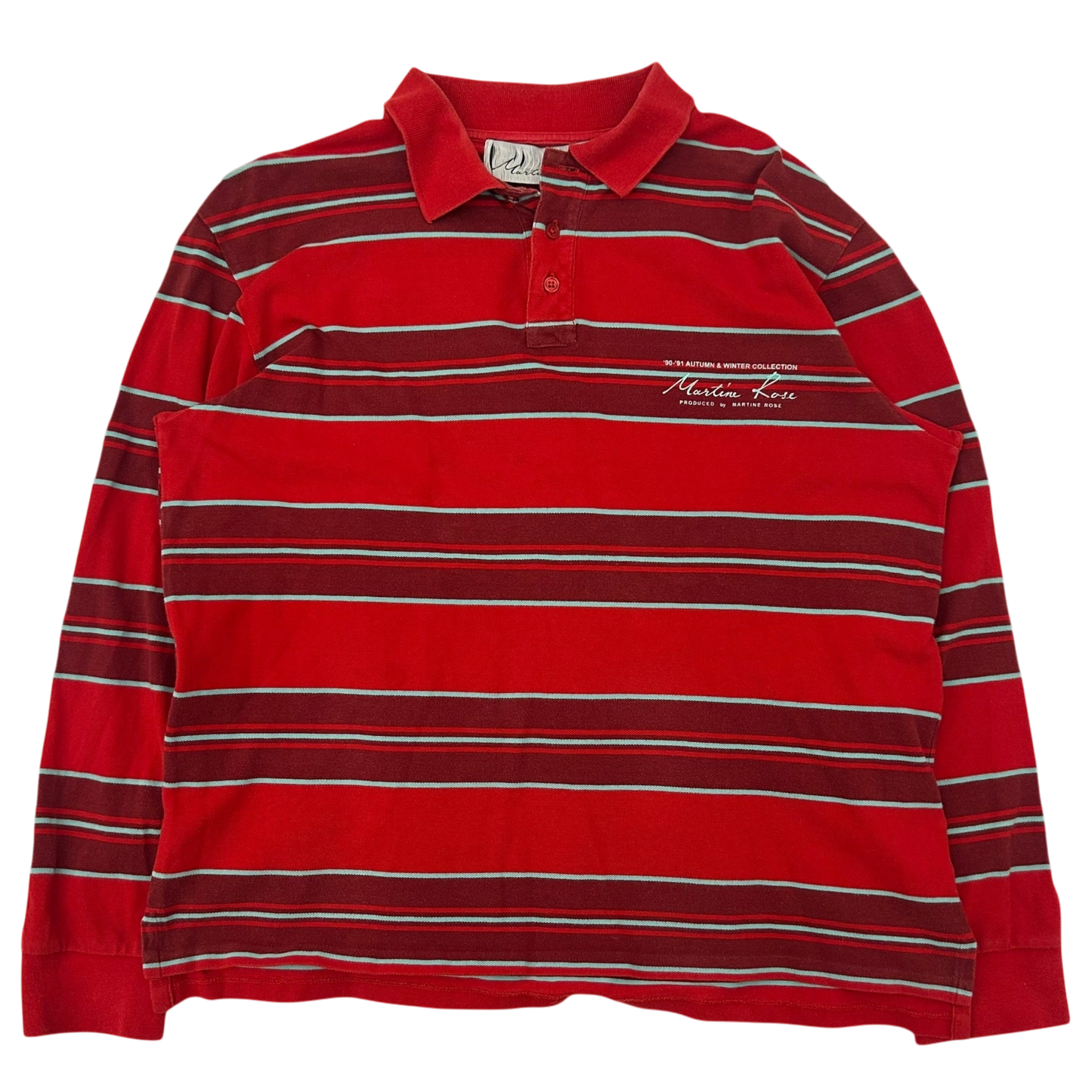 Martine Rose Striped Polo Top Burgundy (Fits M-L)