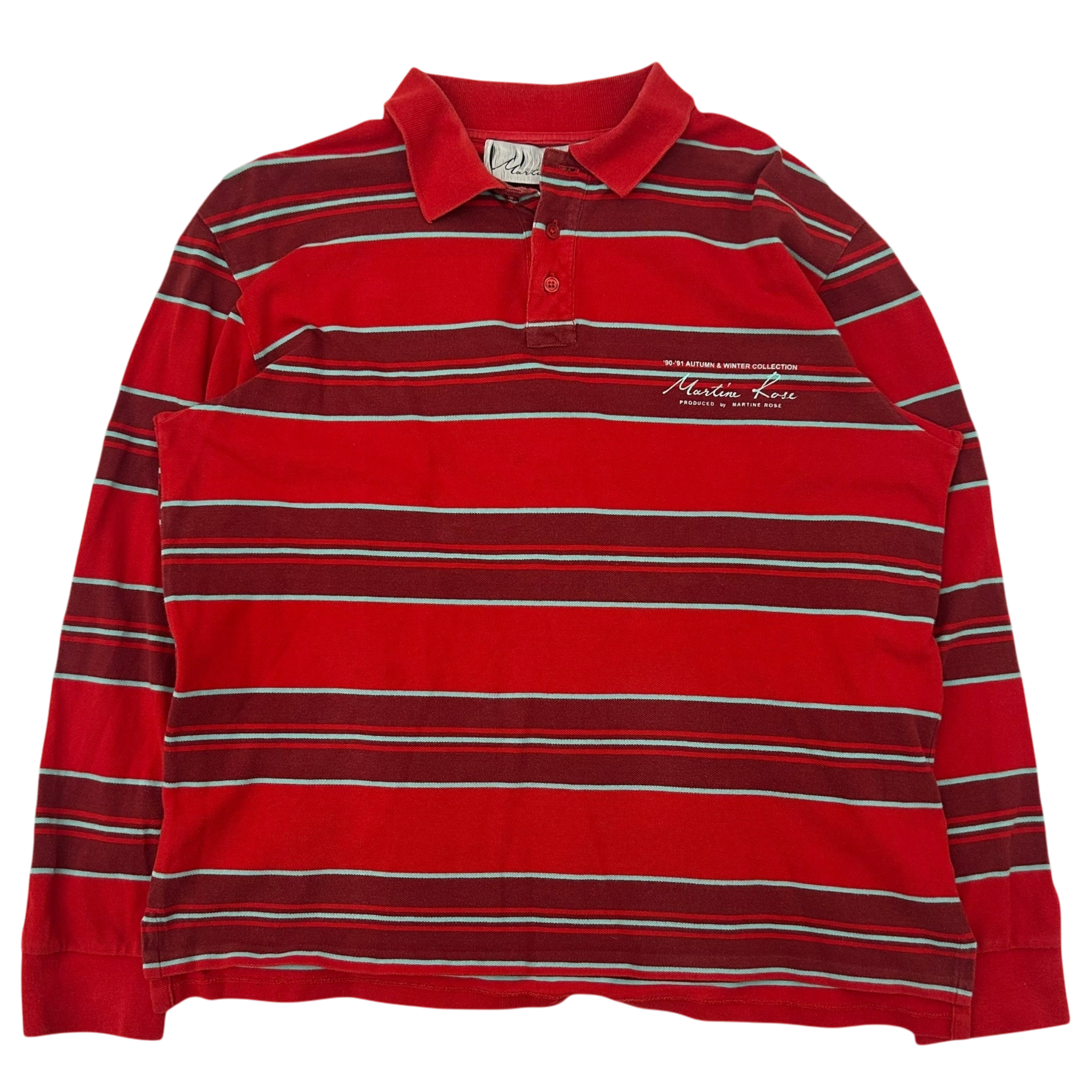 Martine Rose Striped Polo Top Burgundy (Fits M-L)