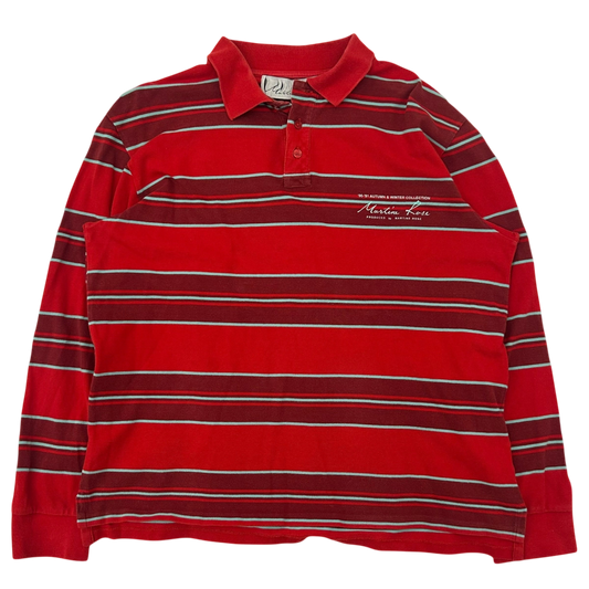 Martine Rose Striped Polo Top Burgundy (Fits M-L)