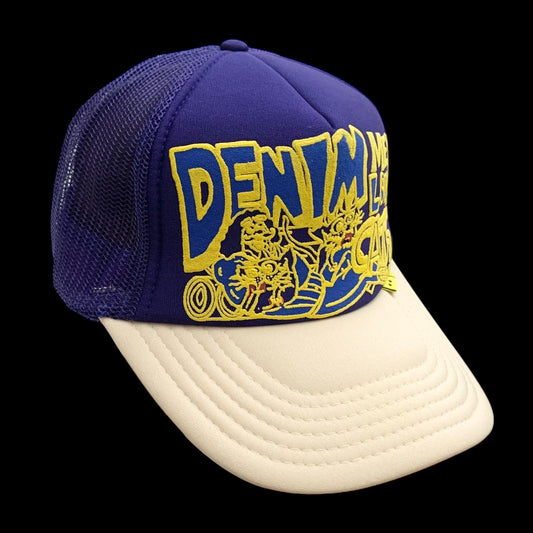 Kapital ‘Denim Men Loves Cats’ Mesh Trucker Cap Purple/Cream