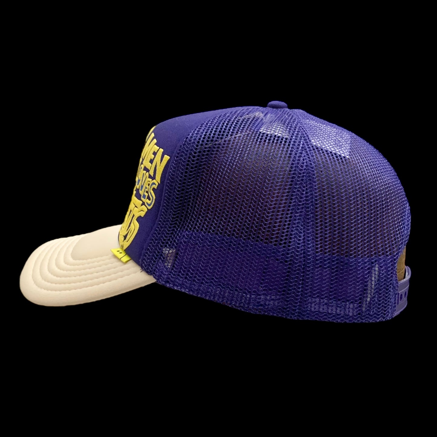 Kapital ‘Denim Men Loves Cats’ Mesh Trucker Cap Purple/Cream