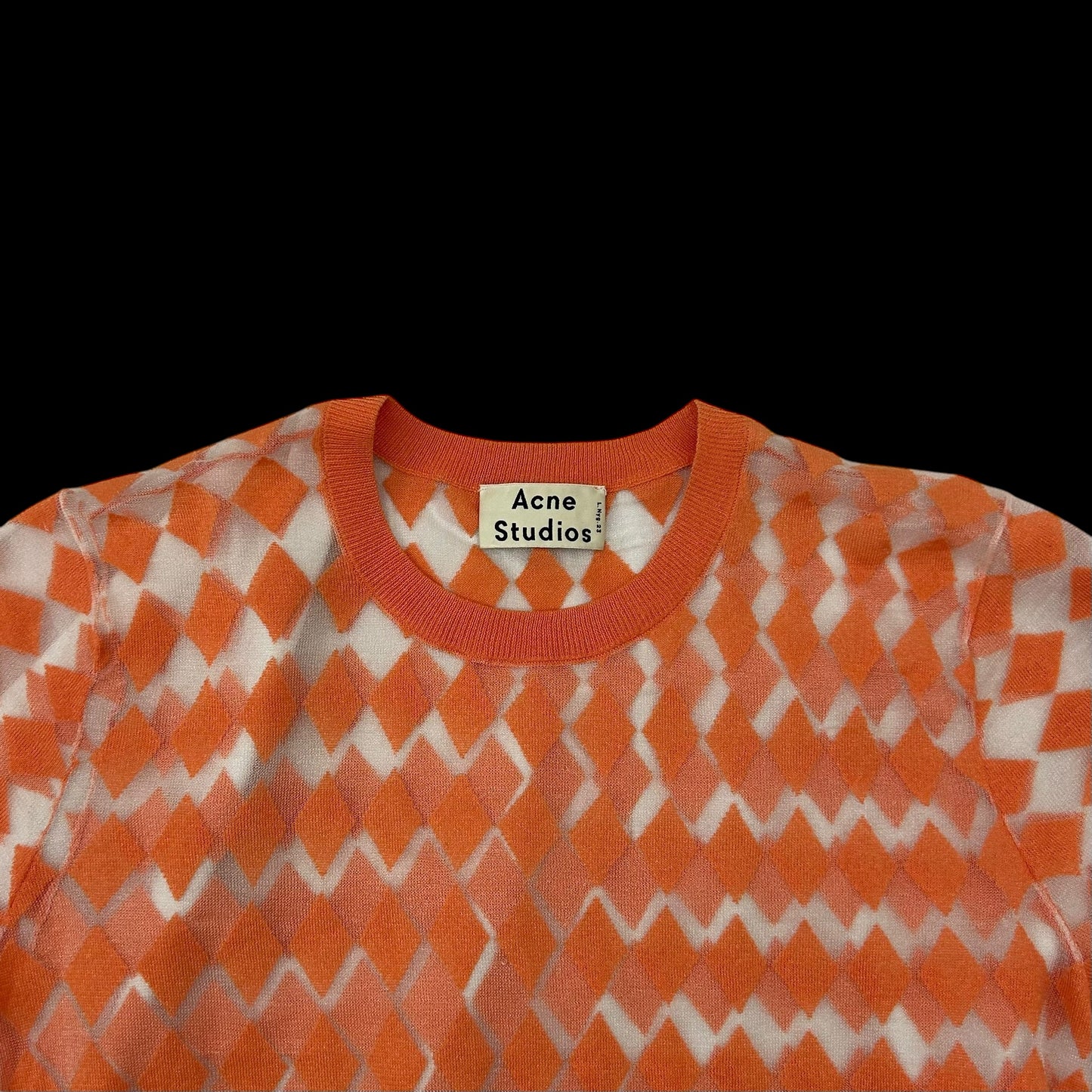 Acne Studios Diamond Pattern Mesh T-Shirt Salmon Pink (Size S womens)