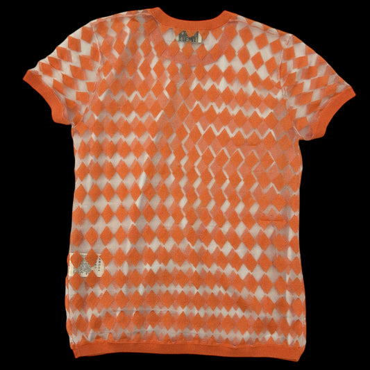 Acne Studios Diamond Pattern Mesh T-Shirt Salmon Pink (Size S womens)