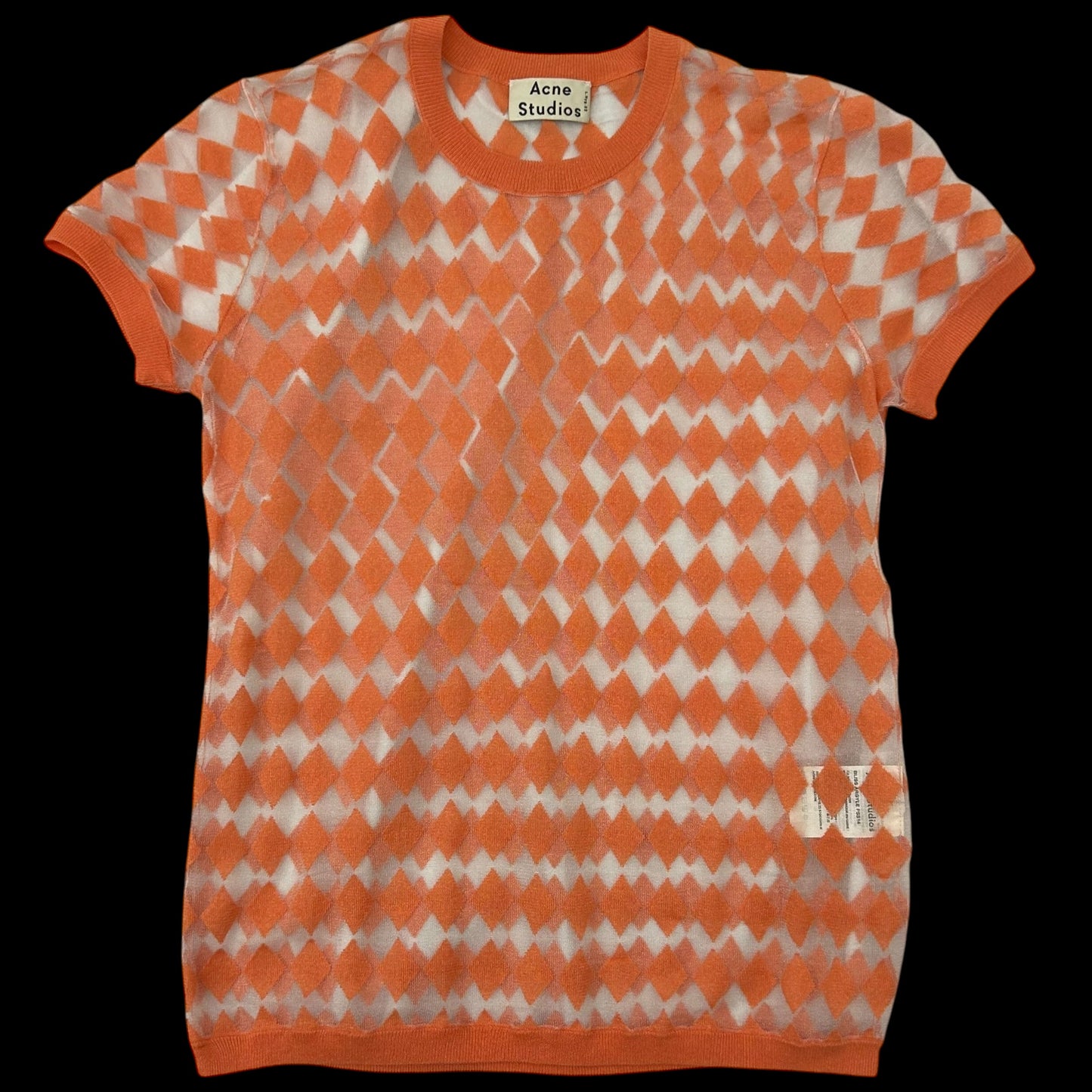 Acne Studios Diamond Pattern Mesh T-Shirt Salmon Pink (Size S womens)