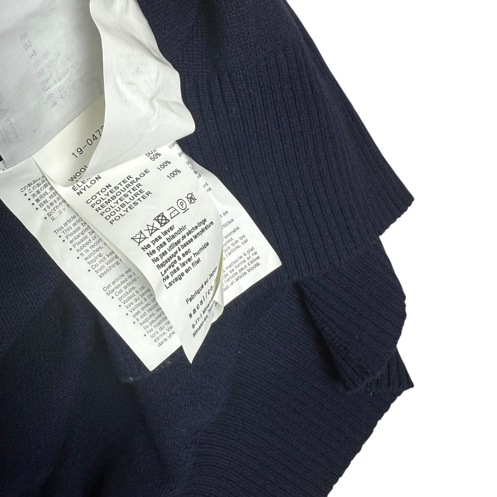 Sacai AW19 MA-1 Docking Wool Knit Zip-Up Midi Dress Navy (Size 1/S)