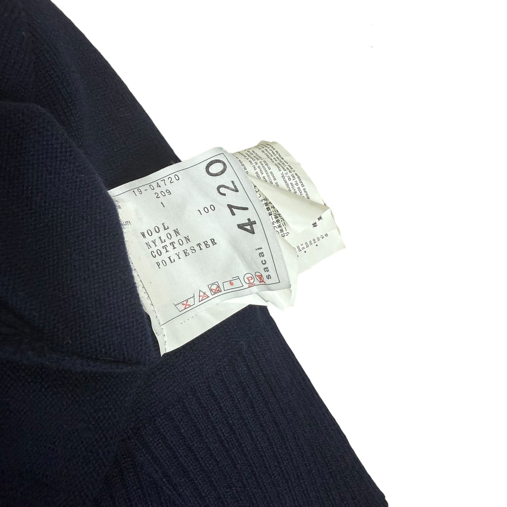Sacai AW19 MA-1 Docking Wool Knit Zip-Up Midi Dress Navy (Size 1/S)