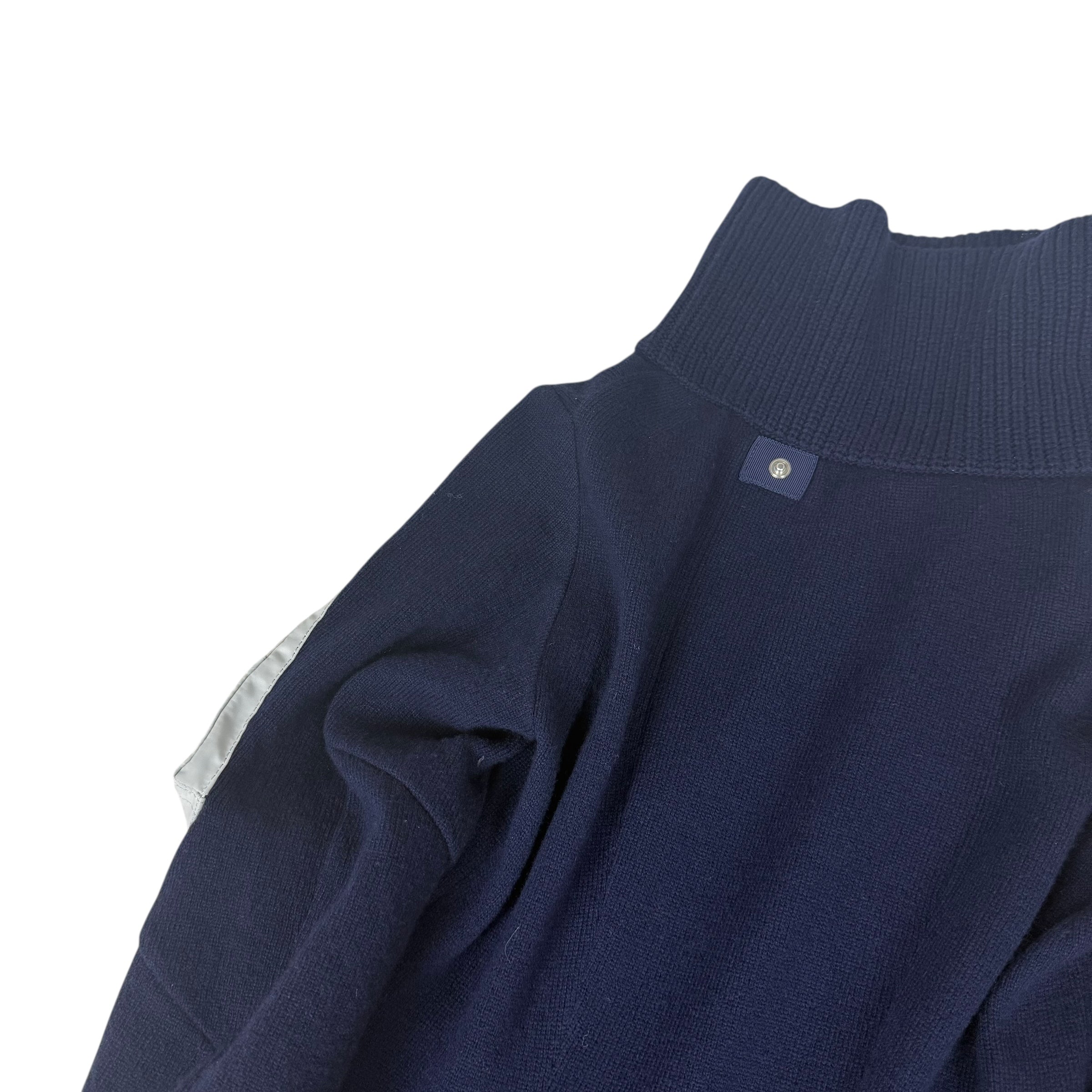 Sacai AW19 MA-1 Docking Wool Knit Zip-Up Midi Dress Navy (Size 1/S)