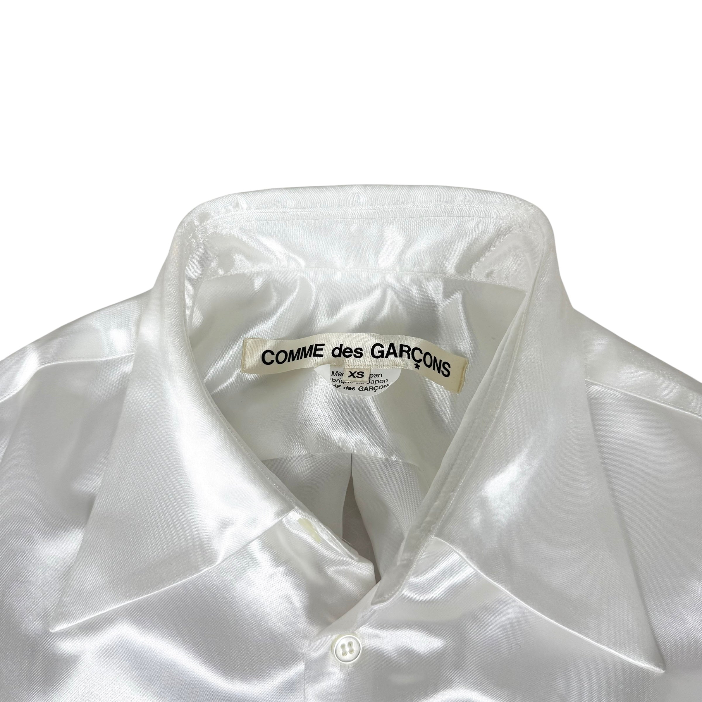 Comme Des Garçons SS19 Layered Satin-Twill Long Shirt White (Size XS womens)