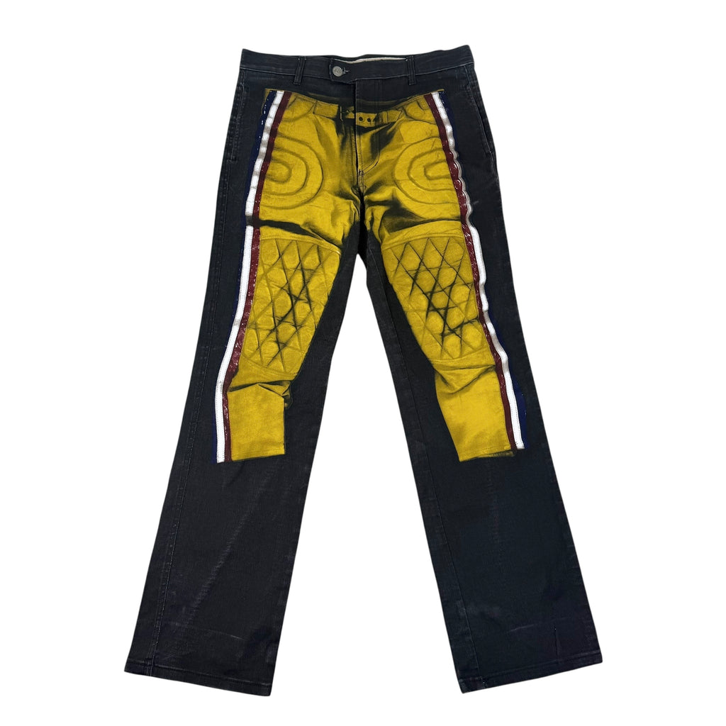 Jean Paul Gaultier SS 1995 Trompe L’oeil Jeans Black/Yellow (Size 44)