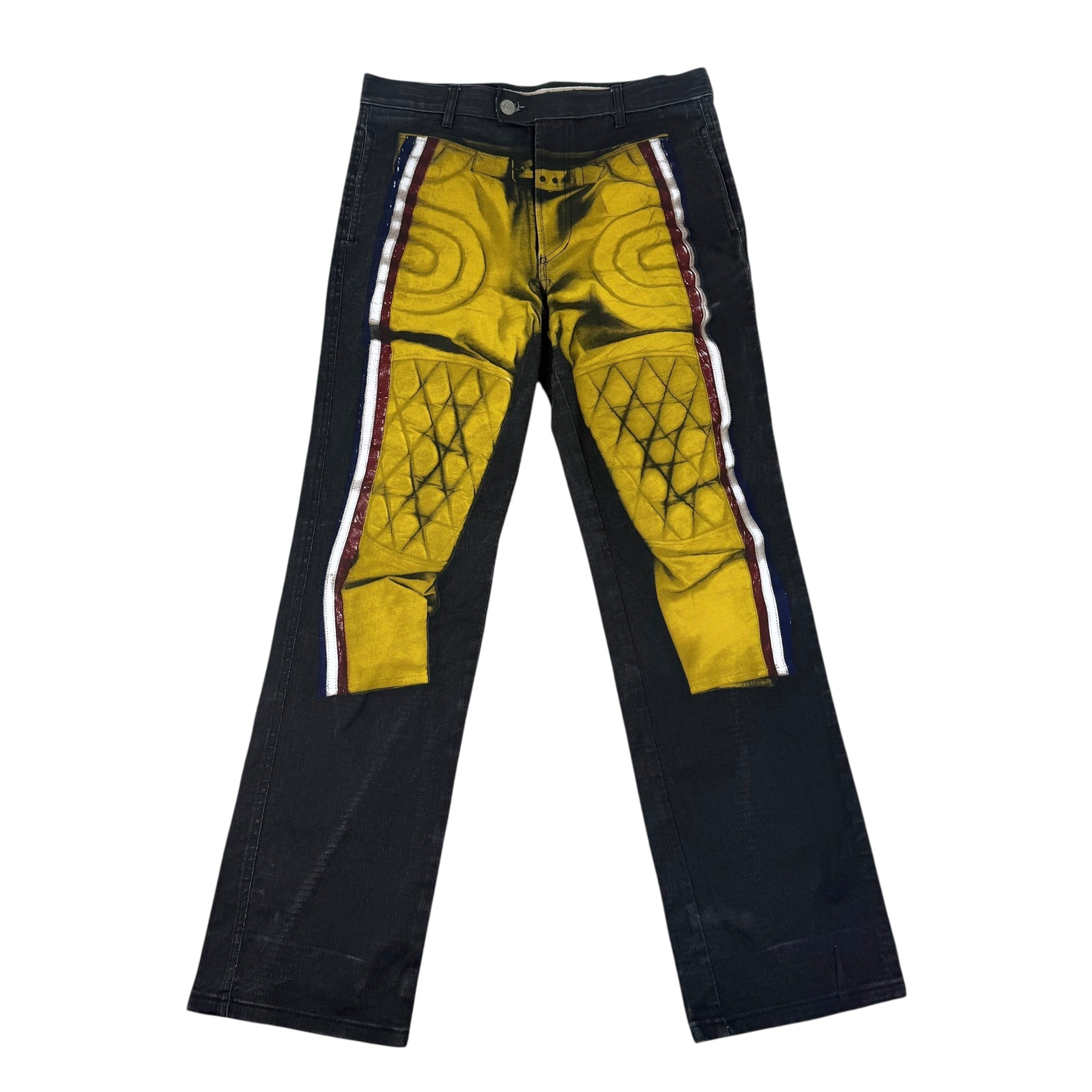 Jean Paul Gaultier SS 1995 Trompe L’oeil Jeans Black/Yellow (Size 44)