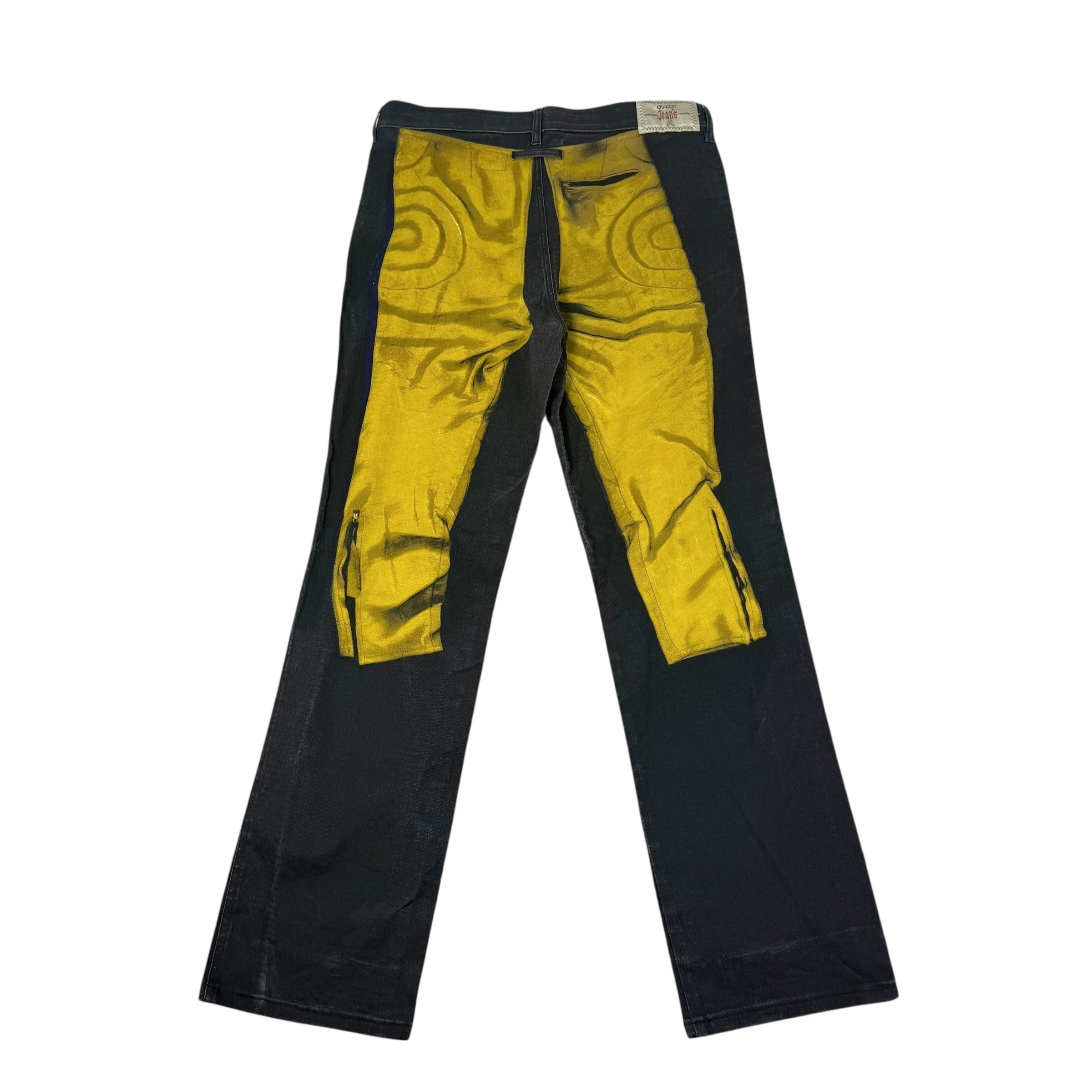Jean Paul Gaultier SS 1995 Trompe L’oeil Jeans Black/Yellow (Size 44)