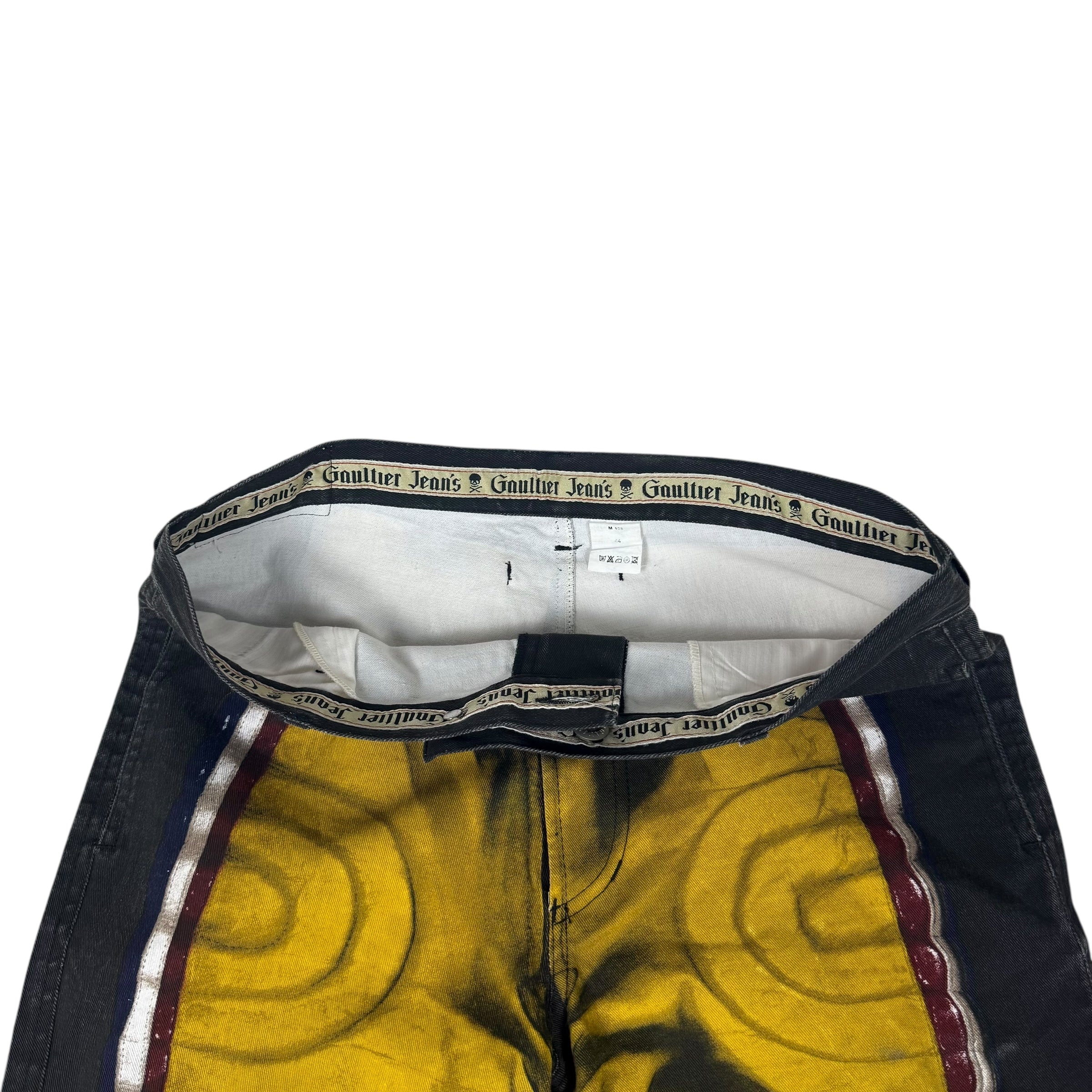 Jean Paul Gaultier SS 1995 Trompe L’oeil Jeans Black/Yellow (Size 44)