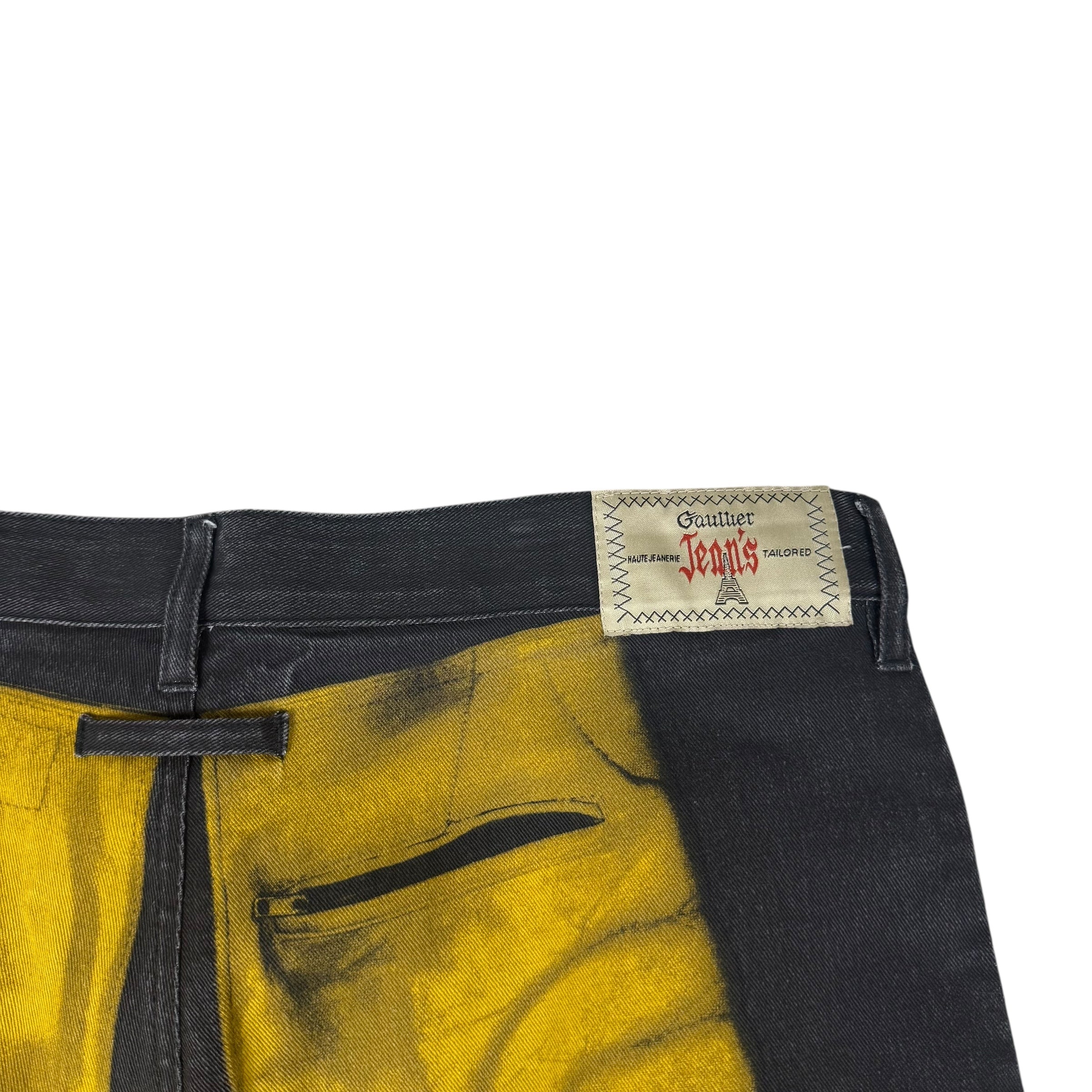 Jean Paul Gaultier SS 1995 Trompe L’oeil Jeans Black/Yellow (Size 44)