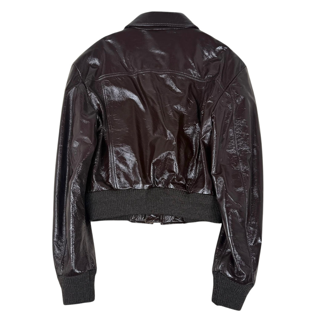 Acne Studios SS23 Embroidered Patent Leather Jacket Brown (fits S mens / M-L womens)