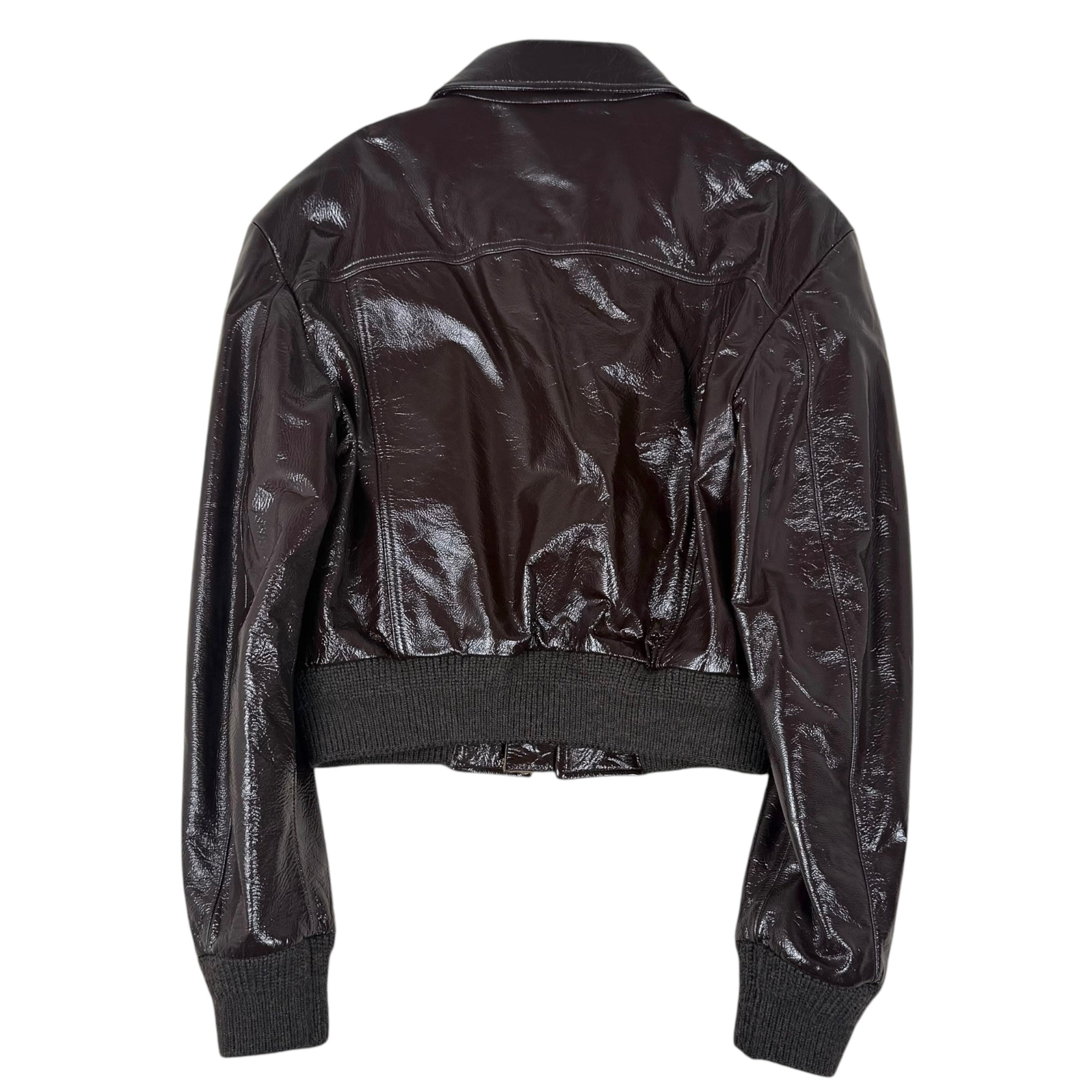 Acne Studios SS23 Embroidered Patent Leather Jacket Brown (fits S mens / M-L womens)