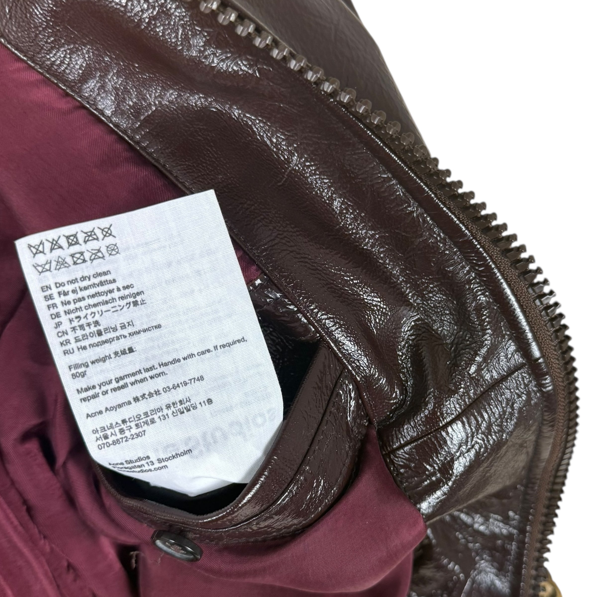 Acne Studios SS23 Embroidered Patent Leather Jacket Brown (fits S mens / M-L womens)