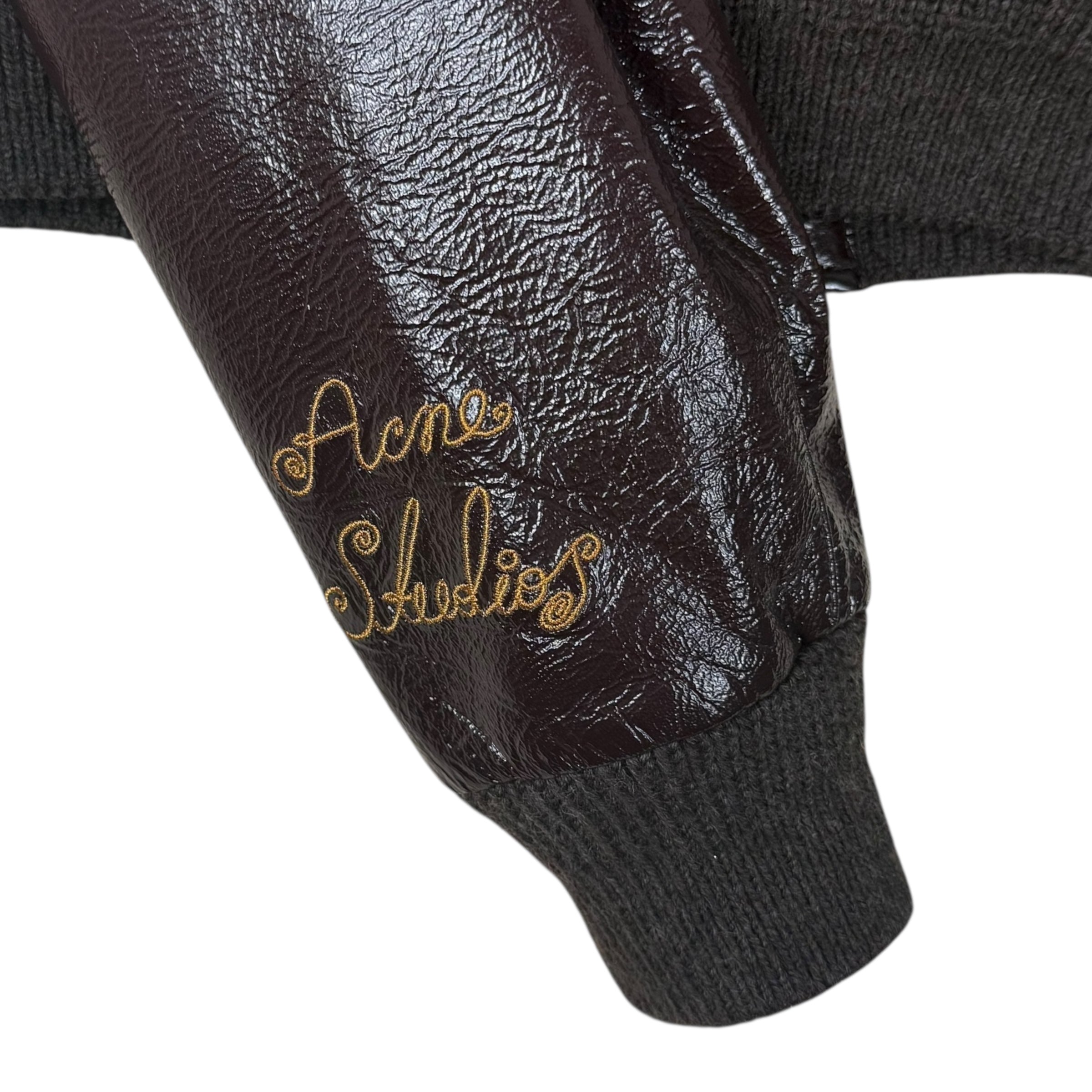 Acne Studios SS23 Embroidered Patent Leather Jacket Brown (fits S mens / M-L womens)