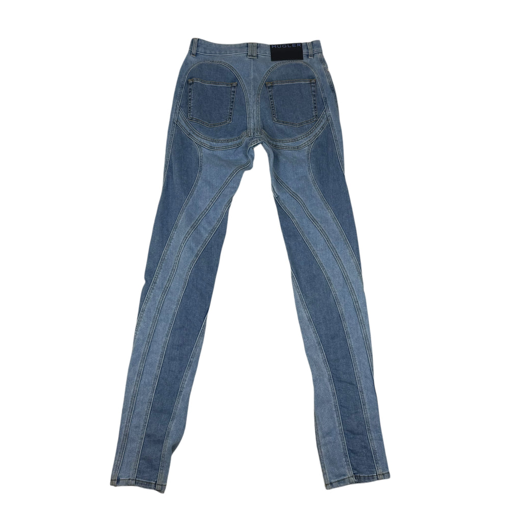Mugler Spiral Slit Skinny Jeans Light Blue (Size 42)