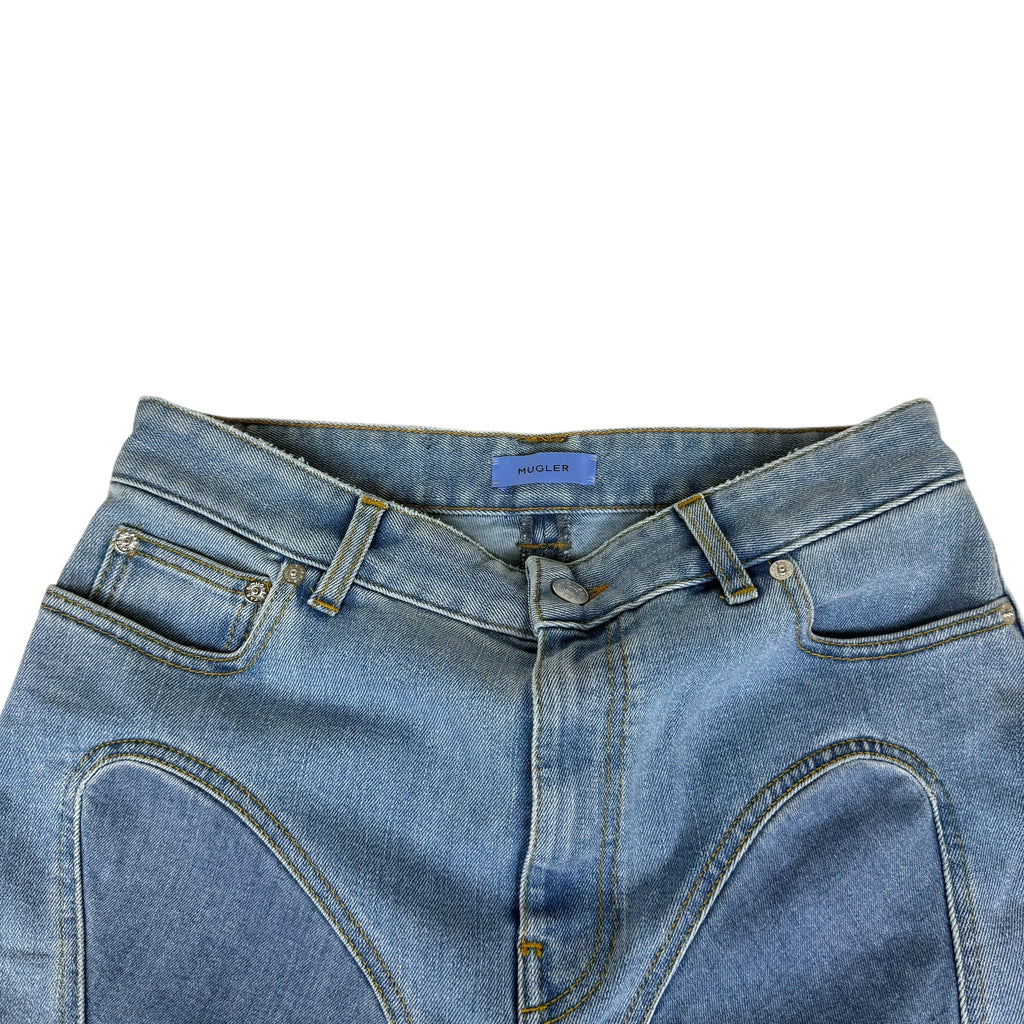 Mugler Spiral Slit Skinny Jeans Light Blue (Size 42)