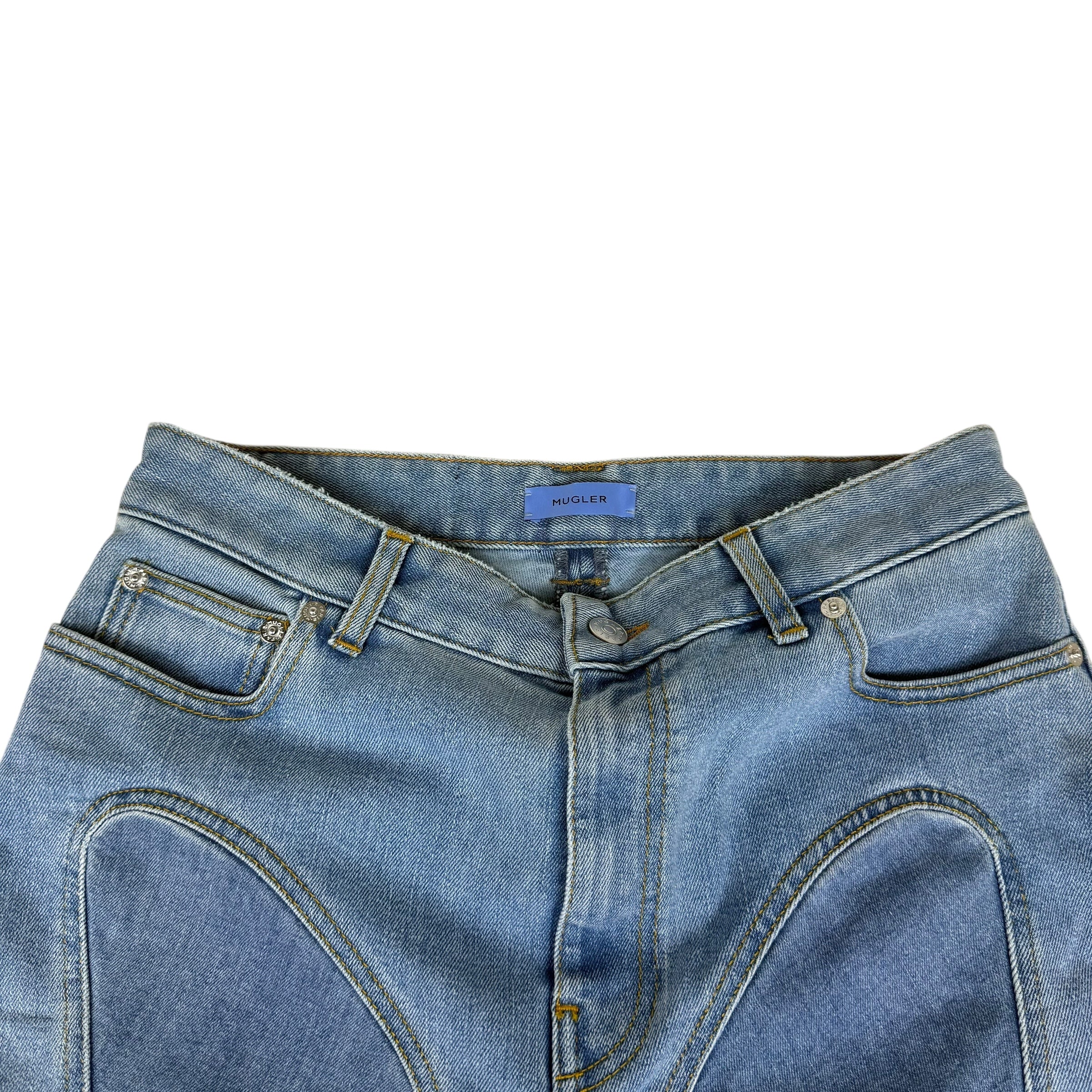 Mugler Spiral Slit Skinny Jeans Light Blue (Size 42)