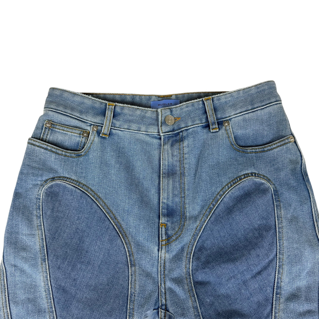 Mugler Spiral Slit Skinny Jeans Light Blue (Size 42)