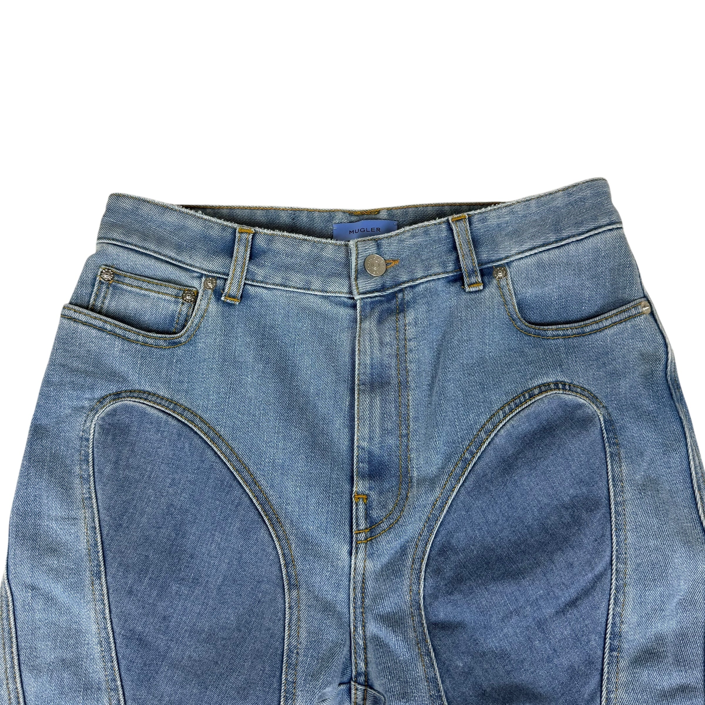 Mugler Spiral Slit Skinny Jeans Light Blue (Size 42)