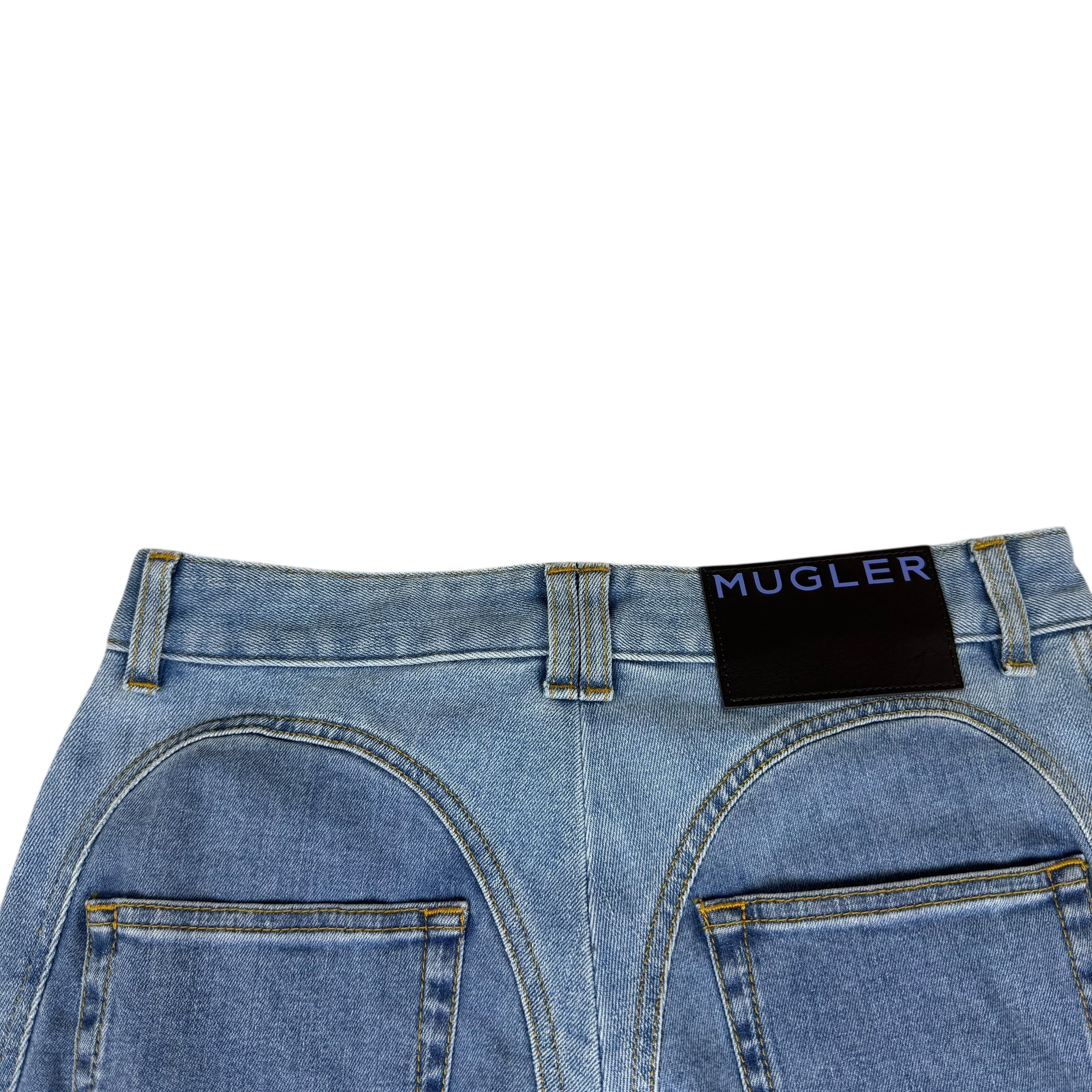 Mugler Spiral Slit Skinny Jeans Light Blue (Size 42)