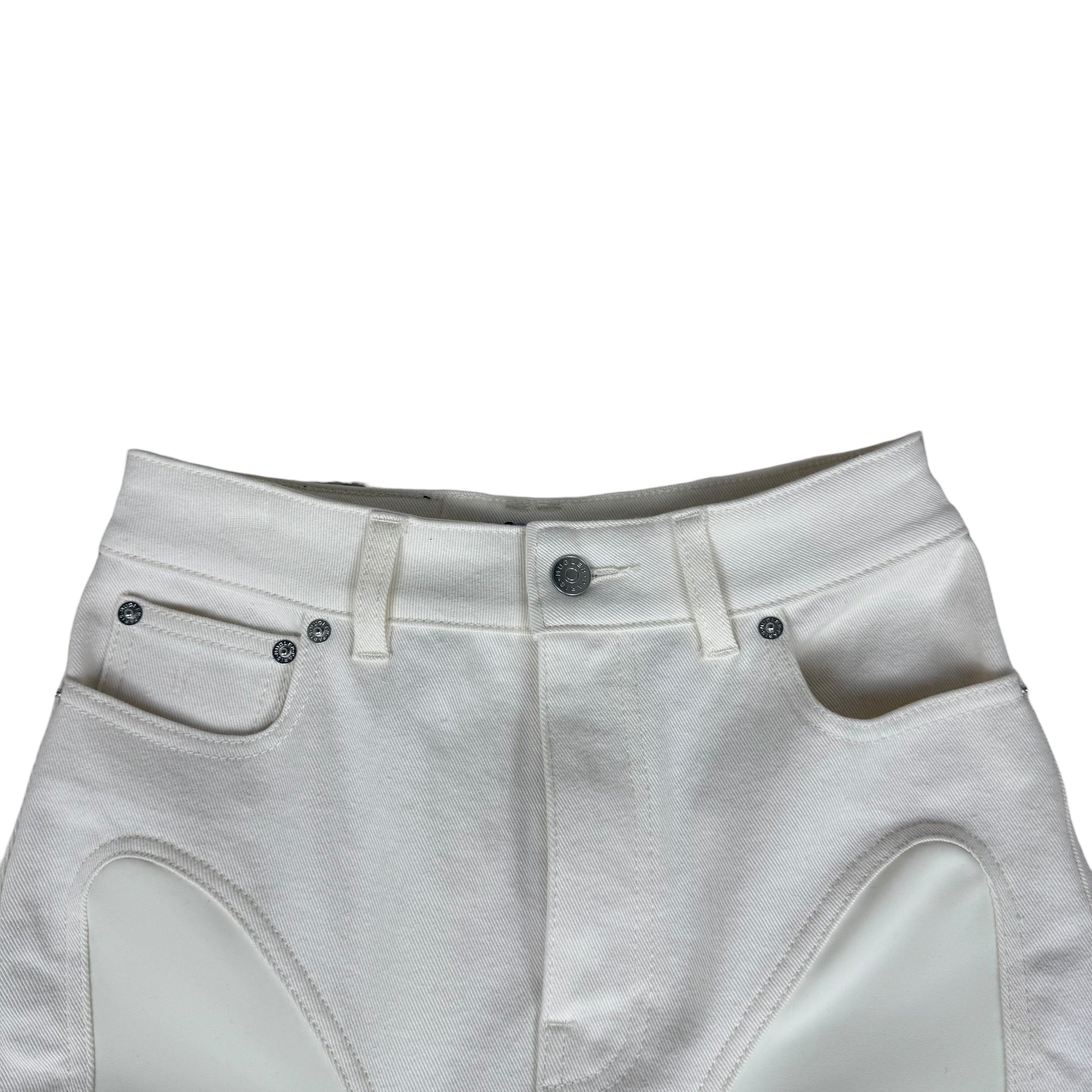 Mugler Spiral Split Skinny Jeans White  (Size 38)