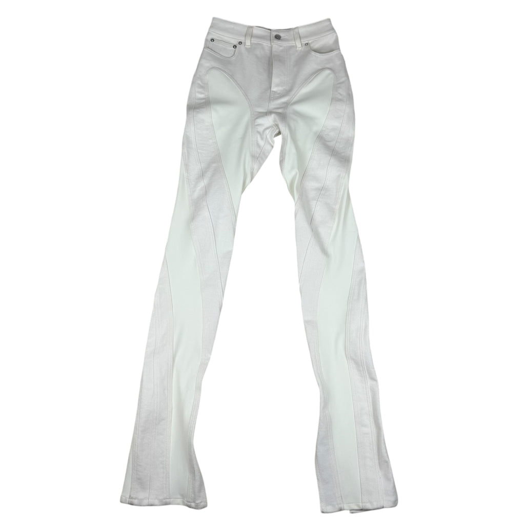 Mugler Spiral Split Skinny Jeans White  (Size 38)