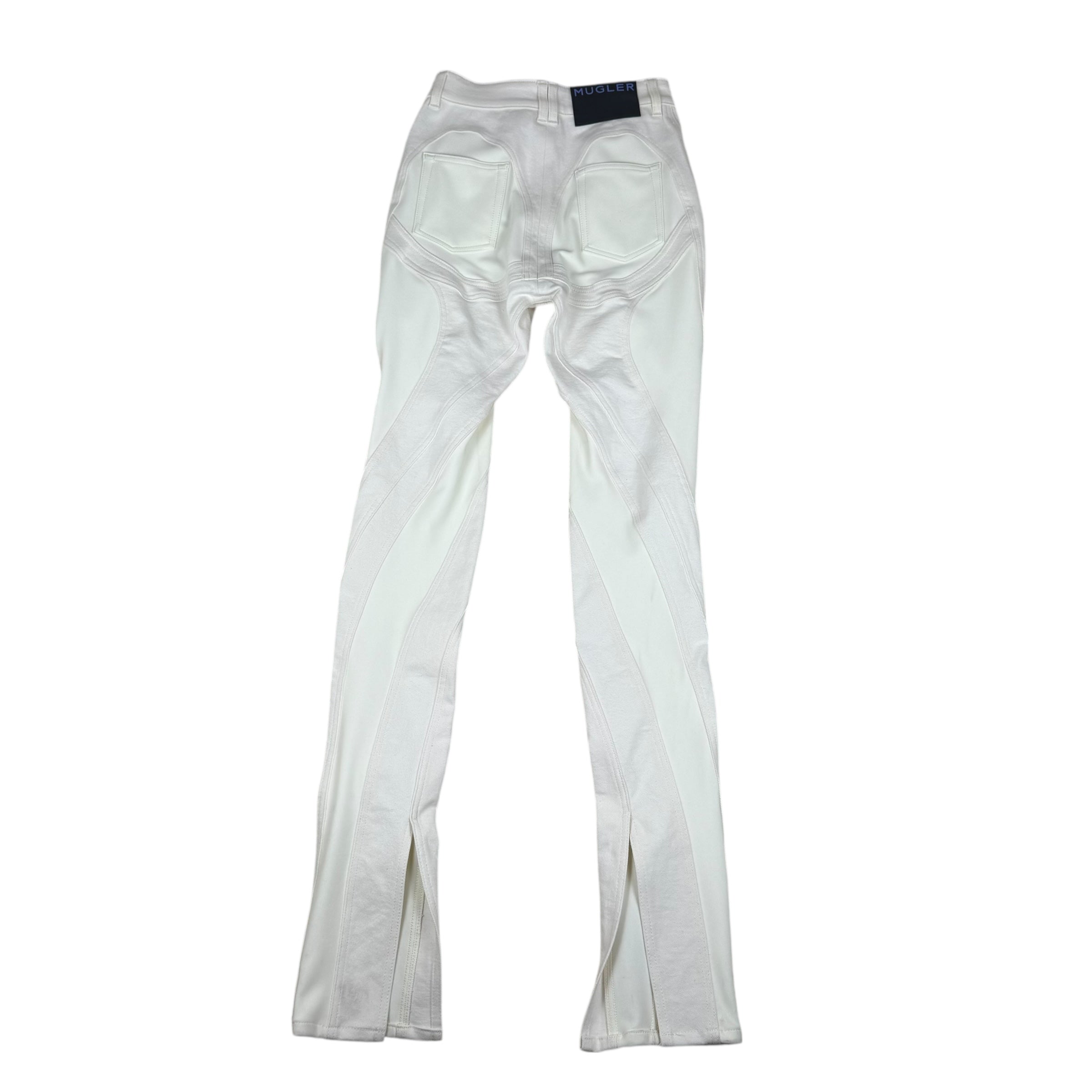 Mugler Spiral Split Skinny Jeans White  (Size 38)