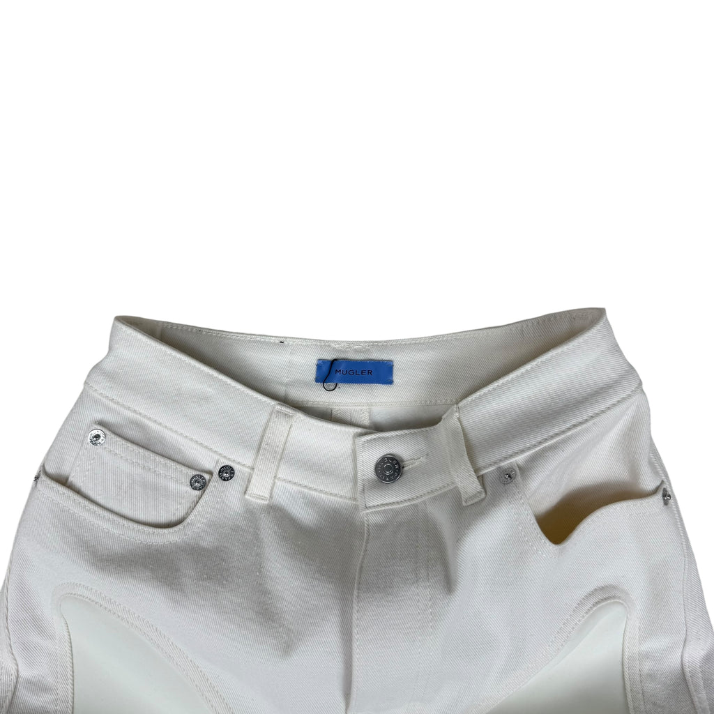 Mugler Spiral Split Skinny Jeans White  (Size 38)